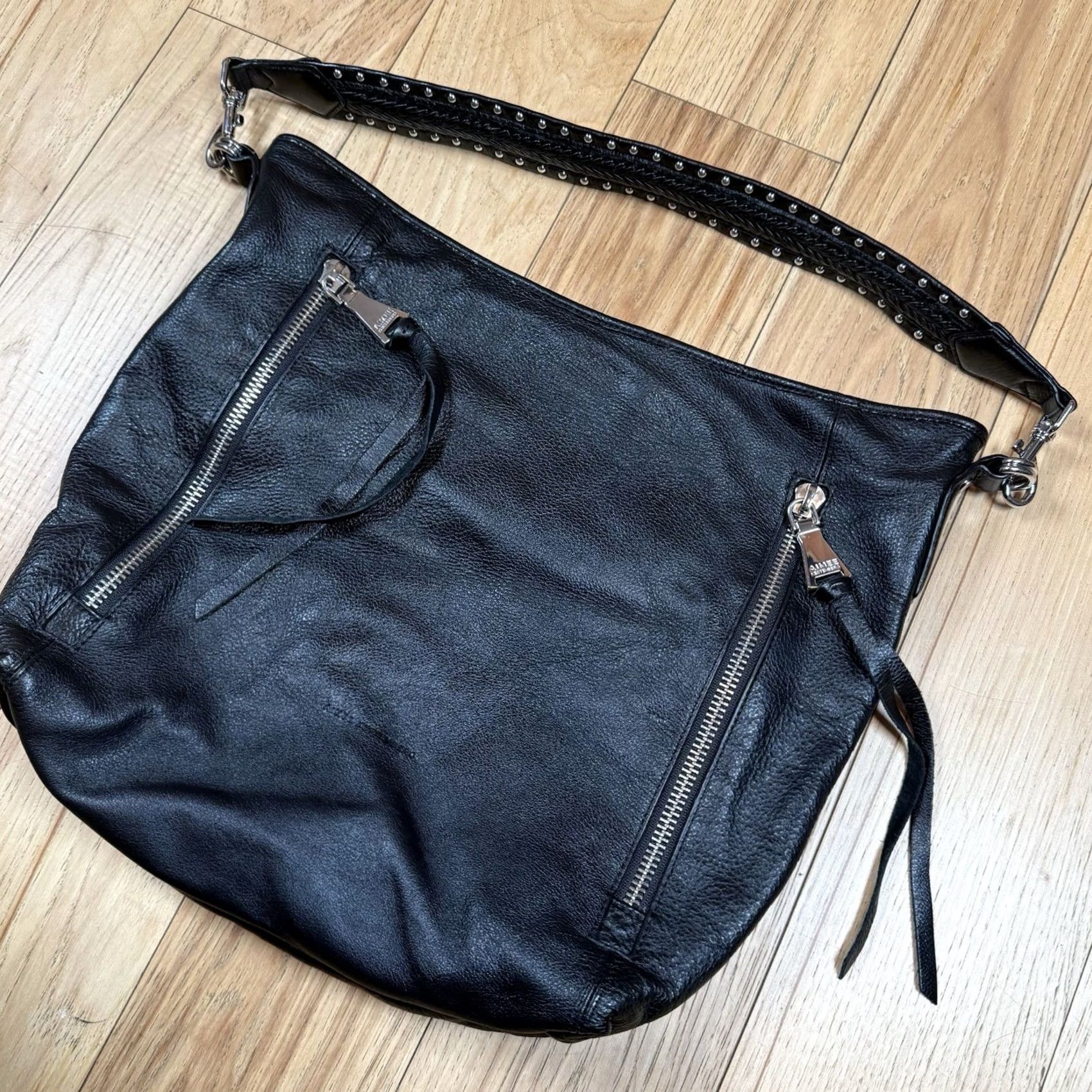 Vintage Aimee Kestenberg Shoulder Bag Black Pebbled Leather Cheetah Print Animal Pattern Purse Women Mens? Size ONE SIZE - 2 Thumbnail