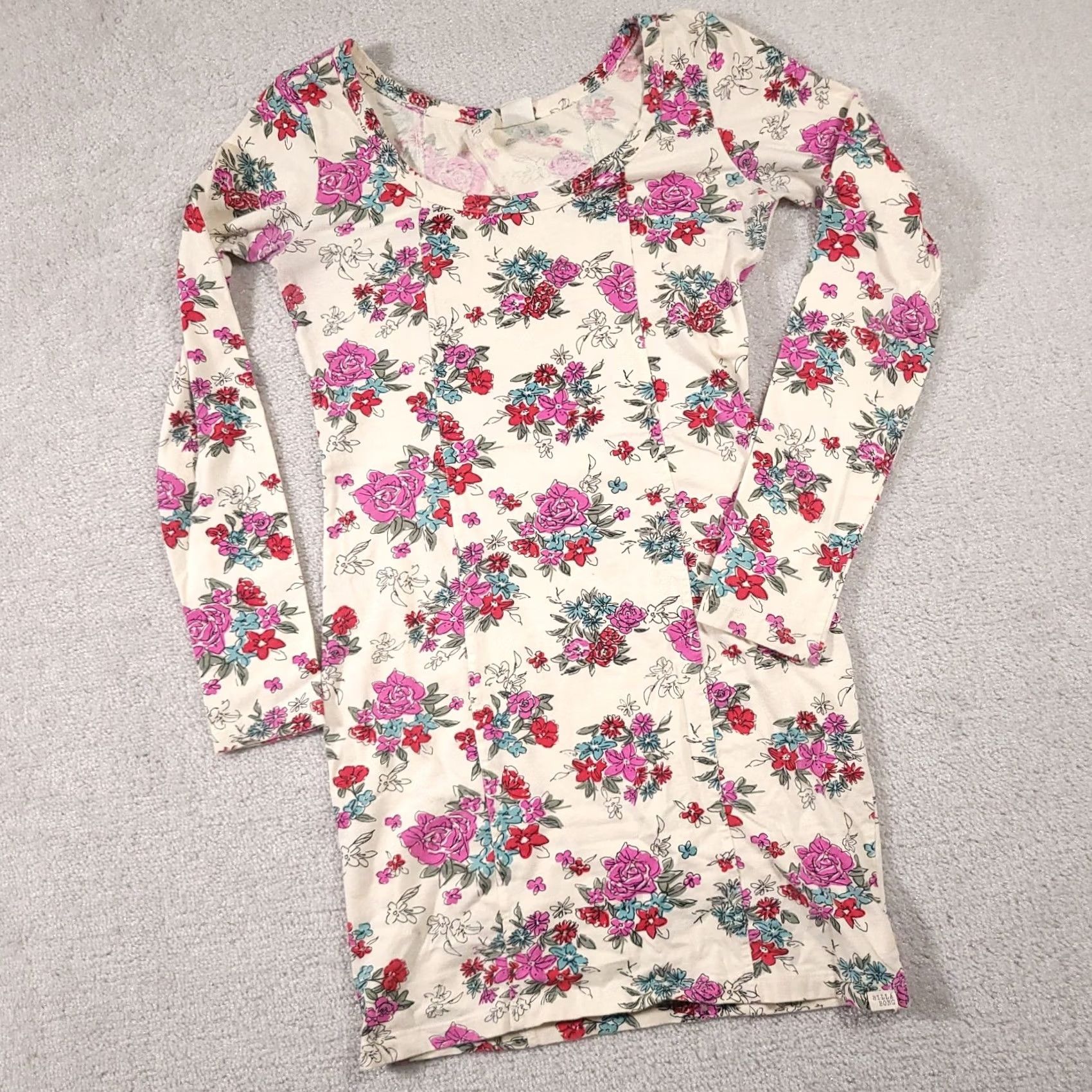 Billabong Billabong Mini Bodycon Shirt Dress Long Sleeve Womens Large Juniors Scoop Floral Dress Size L / US 10 / IT 46 - 2 Thumbnail
