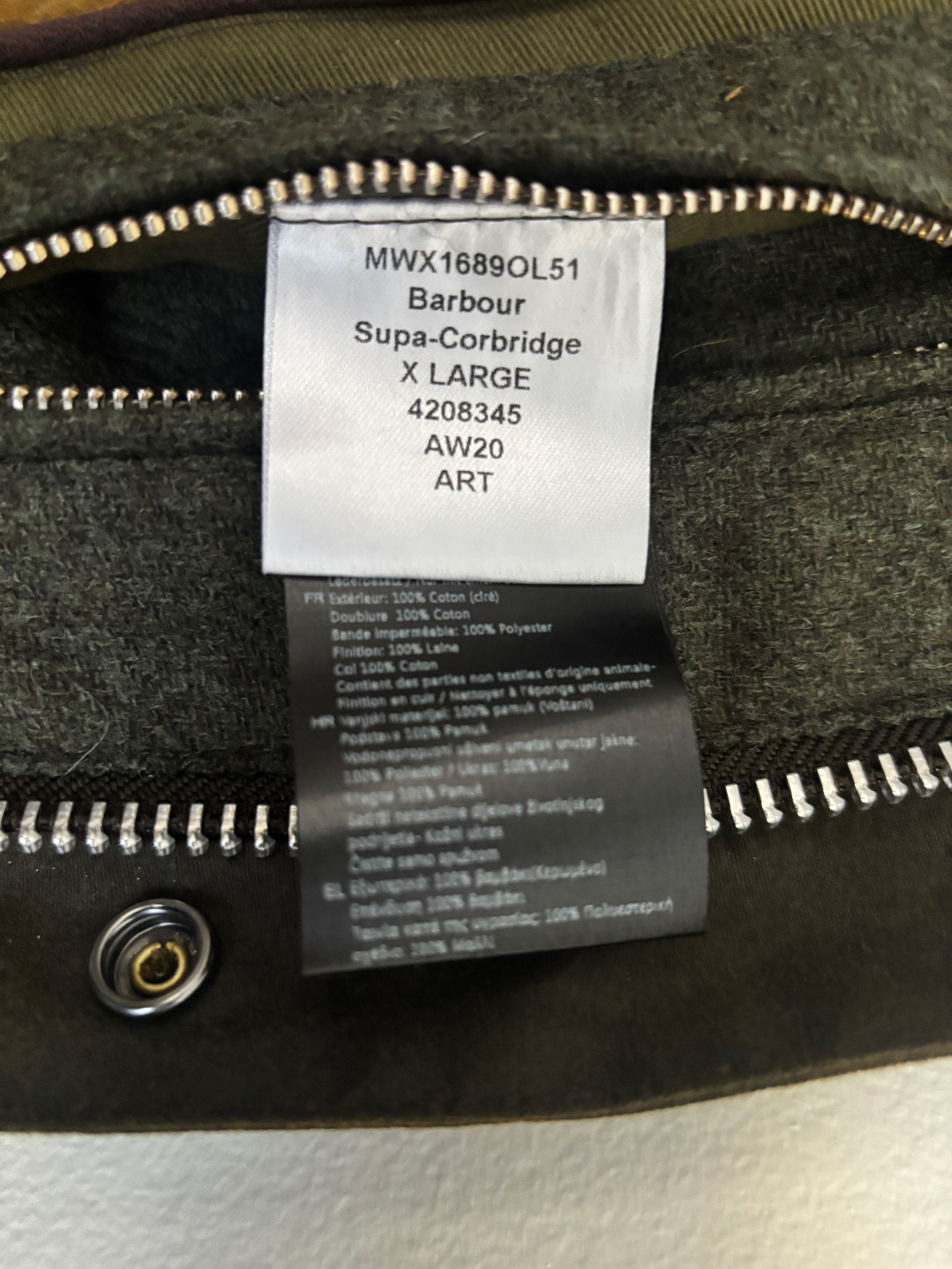 Barbour $1100 Supa Corbridge Waxed Cotton Jacket,Pile Lining L- XL Size US XL / EU 56 / 4 - 7 Thumbnail