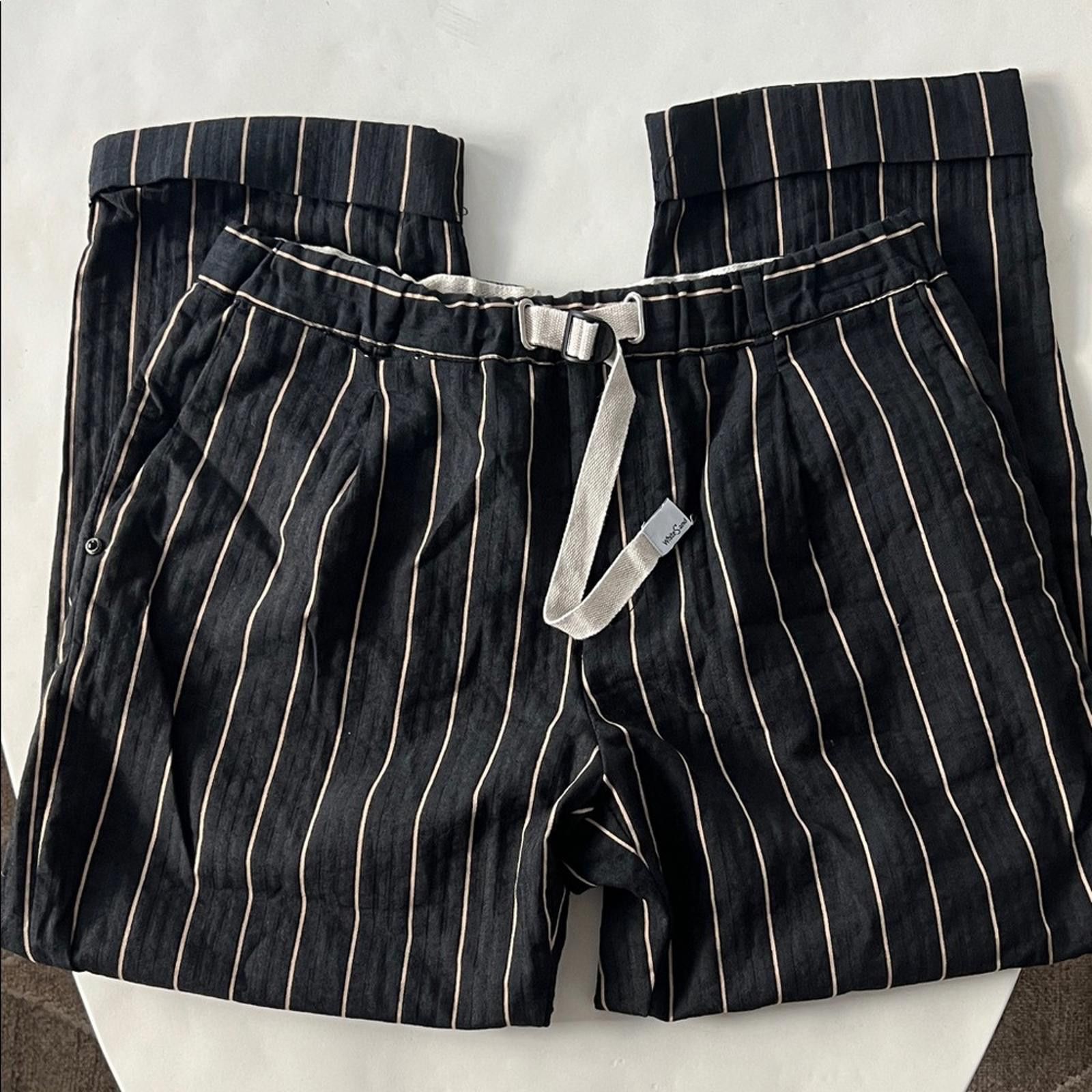 Designer WHITE SAND GARMANY Navy Striped Buckled Trouser Pants EU 48 Size US 32 / EU 48 - 2 Thumbnail