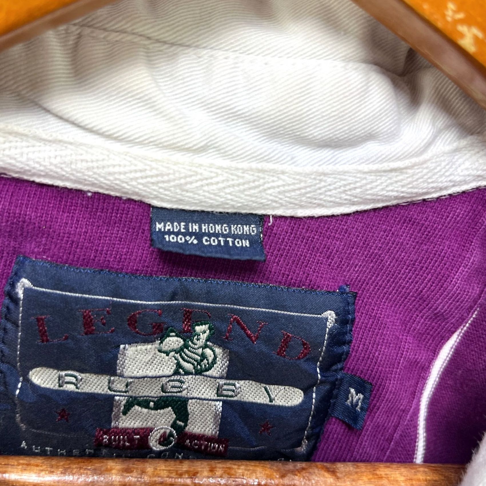 Vintage VINTAGE Rugby Polo Shirt Striped Purple 90s Hunting Logo Button M Men Size US M / EU 48-50 / 2 - 4 Thumbnail