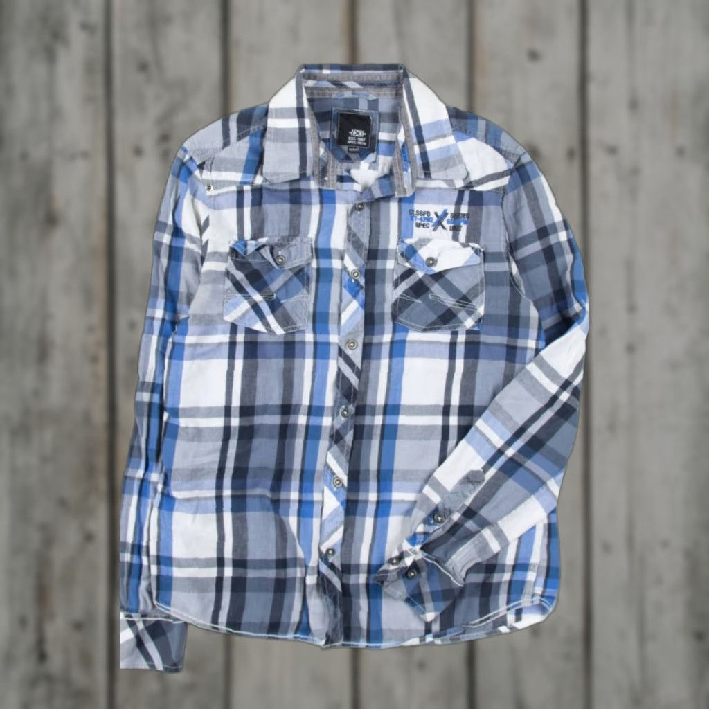 Vintage VINTAGE Blue Lightweight Flannel Shirt Medium White Plaid Long Sleeve Mens Size US M / EU 48-50 / 2 - 1 Thumbnail