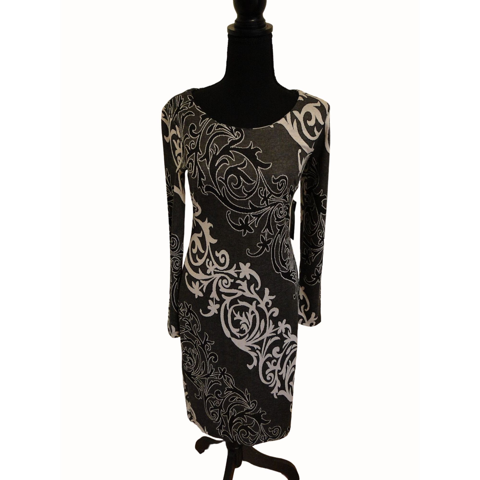 Other New York & Company Dress Gray & White Long Sleeve Women's Si Size S / US 4 / IT 40 - 3 Thumbnail