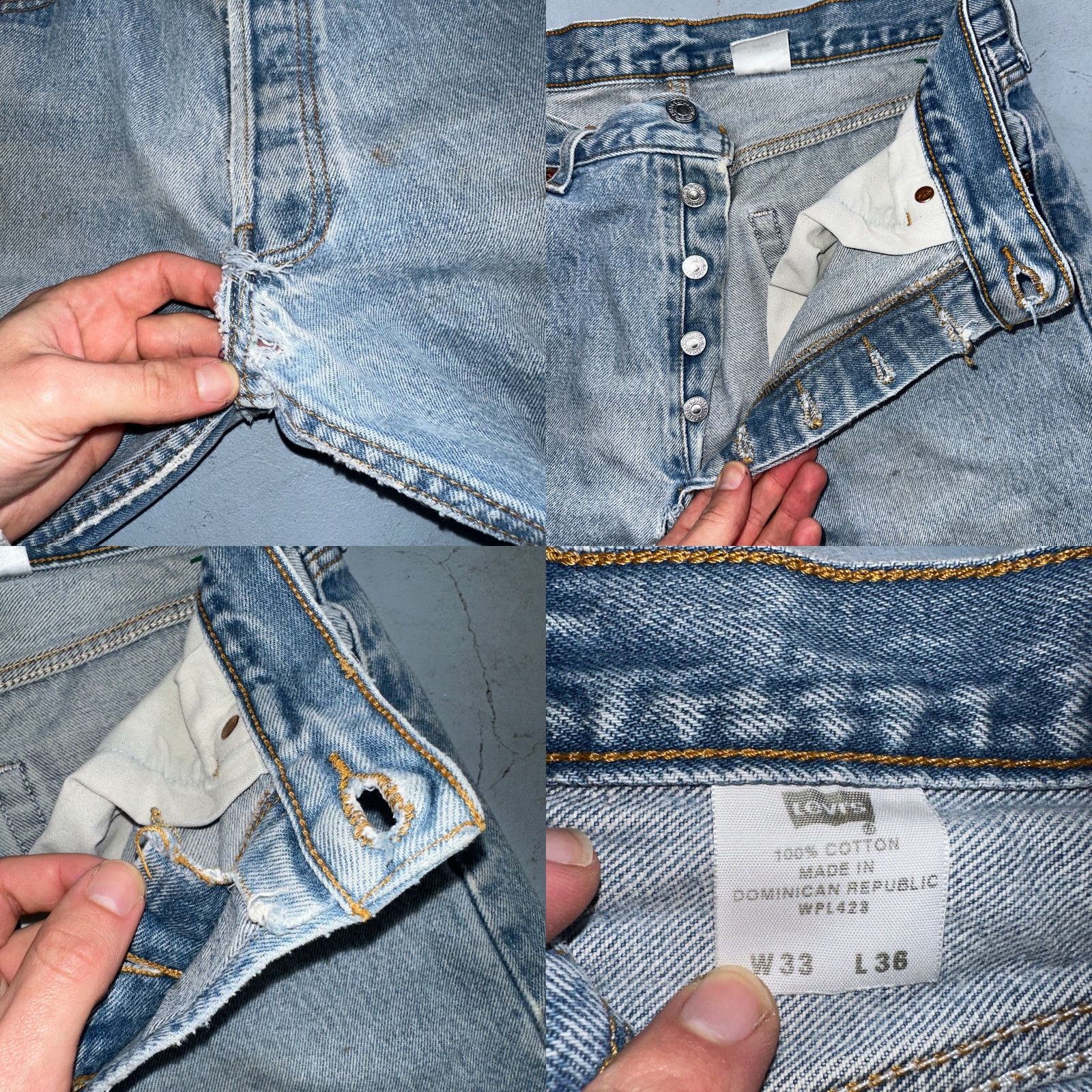 Levi's LEVI'S 501 Jeans - Vintage Straight Leg Denim, Light Wash 33x36, Men's Regular M, 2000s 90s Theme, Act 31x31 Size US 33 - 8 Thumbnail