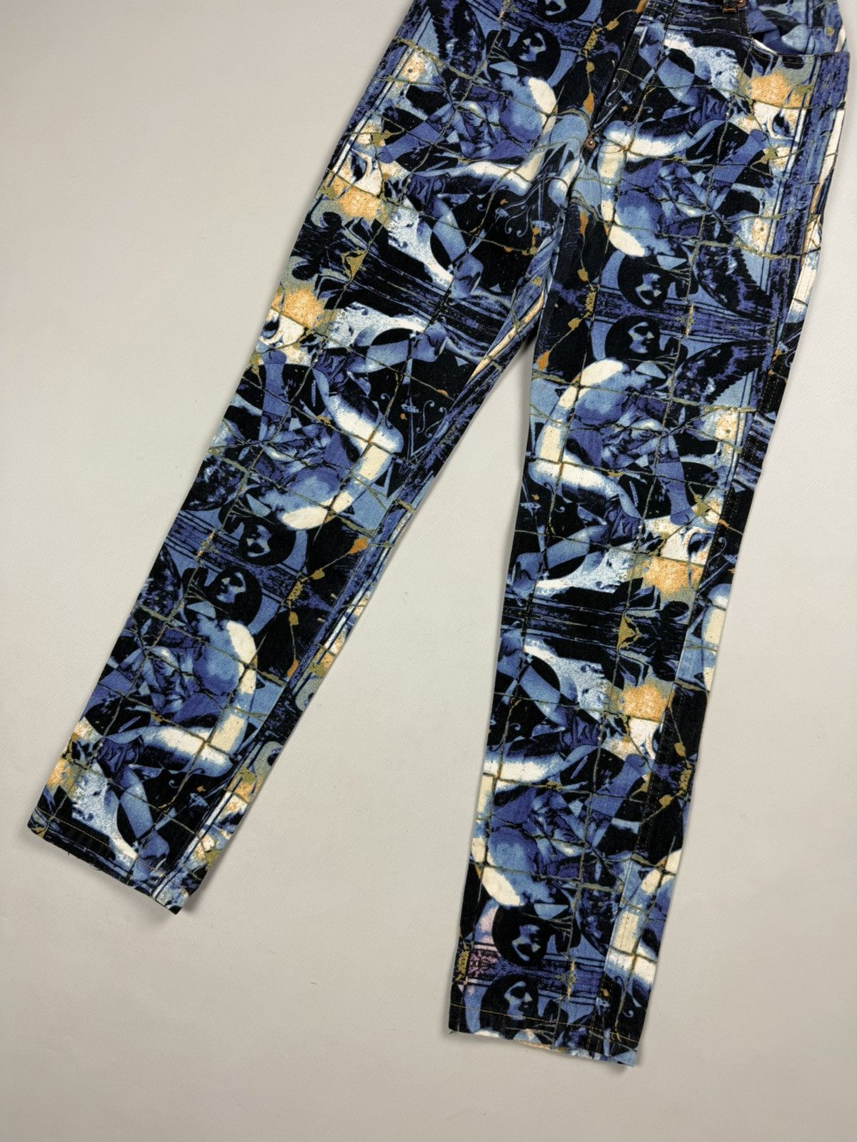 Jean Paul Gaultier 90s JPG Jean Paul Gaultier Stained Glass Printed Denim Jeans Size 25" / US 0 / IT 36 - 3 Thumbnail