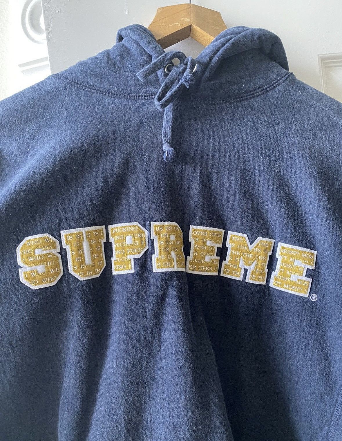 Navy Blue Supreme Logo Hoodie