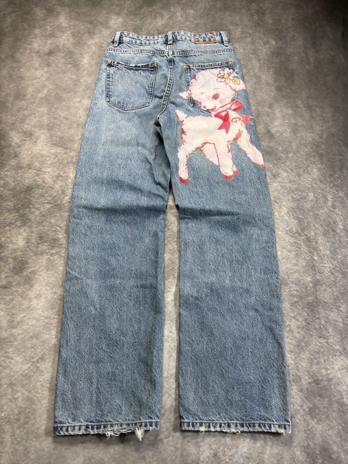 Jean × Vintage Custom Patchwork Denim Jeans Vintage Lamb Cute Y2K Patch 30 Size 26" / US 2 / IT 38 - 11 Thumbnail
