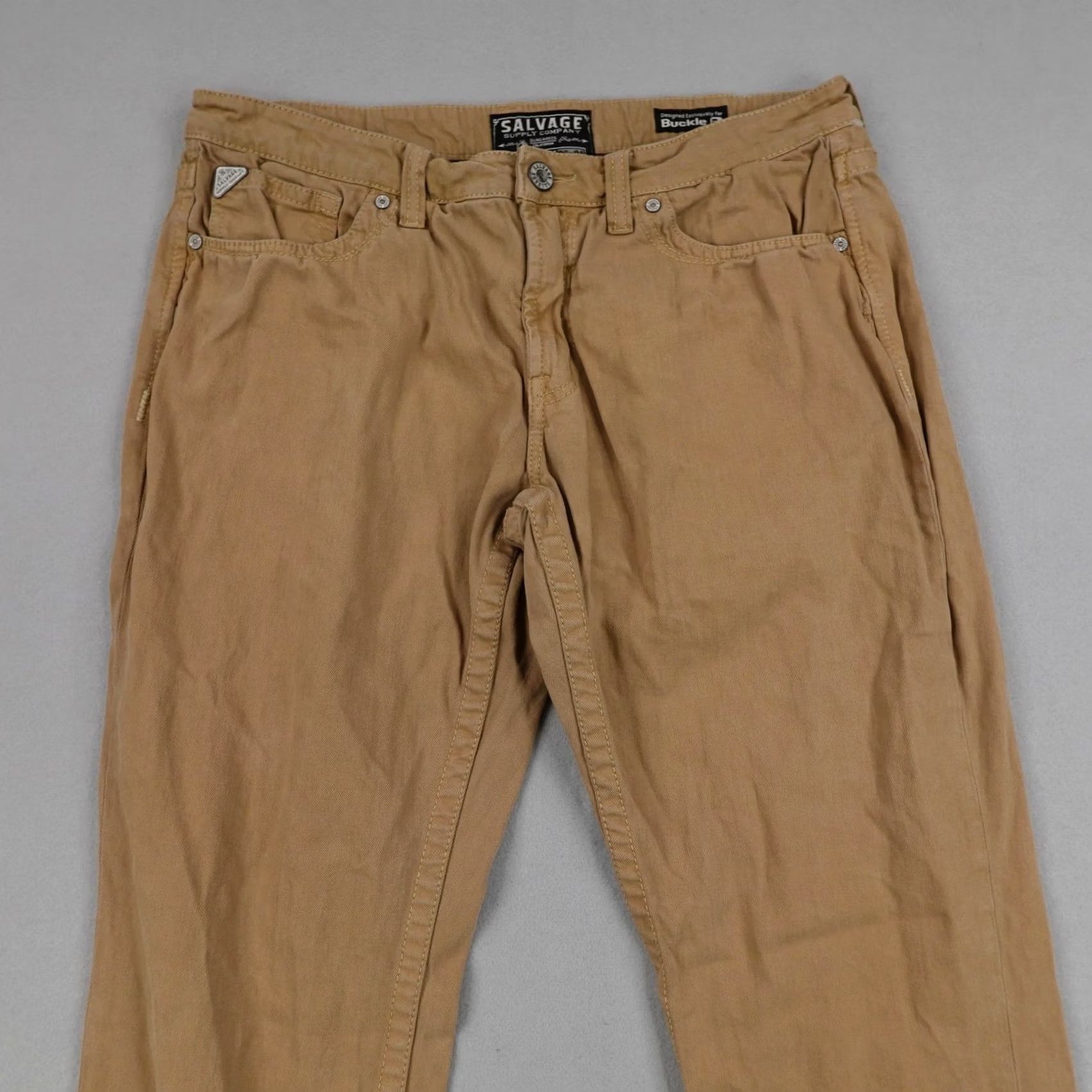 Vintage Salvage Supply Company Jeans Mens 36 Beige 36x34 Tan Buckle Mayhem Straight Pantas Size US 36 / EU 52 - 2 Thumbnail
