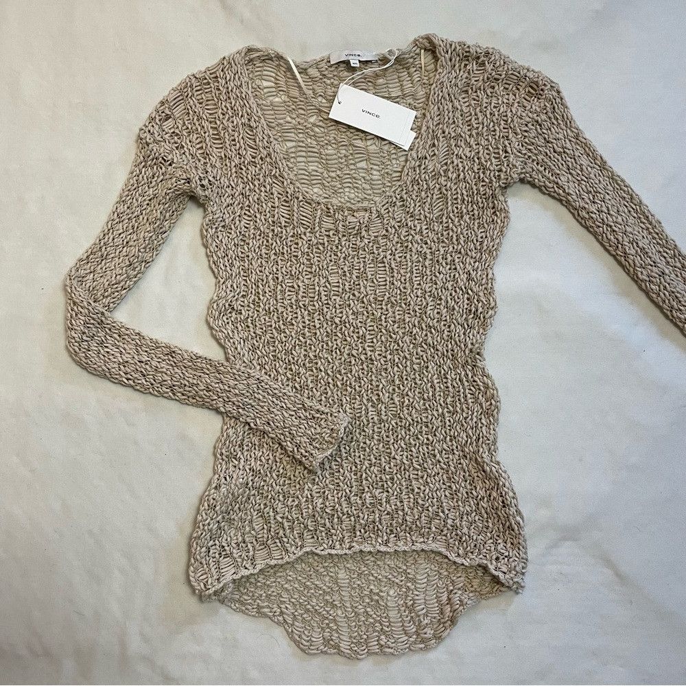 Vince NWT New $345 Vince Organic Cotton Beige Sweater Size XXS Size XXS / US 00 / IT 34 - 5 Thumbnail
