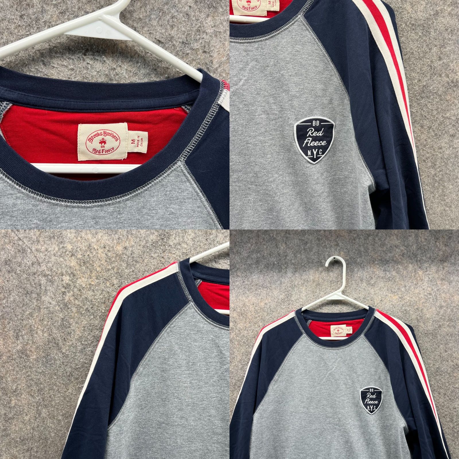 Brooks Brothers VINTAGE Brooks Brothers Sweater Men Medium NYC Gray Pullover Crewneck Red Fleece Vtg Size US M / EU 48-50 / 2 - 8 Thumbnail
