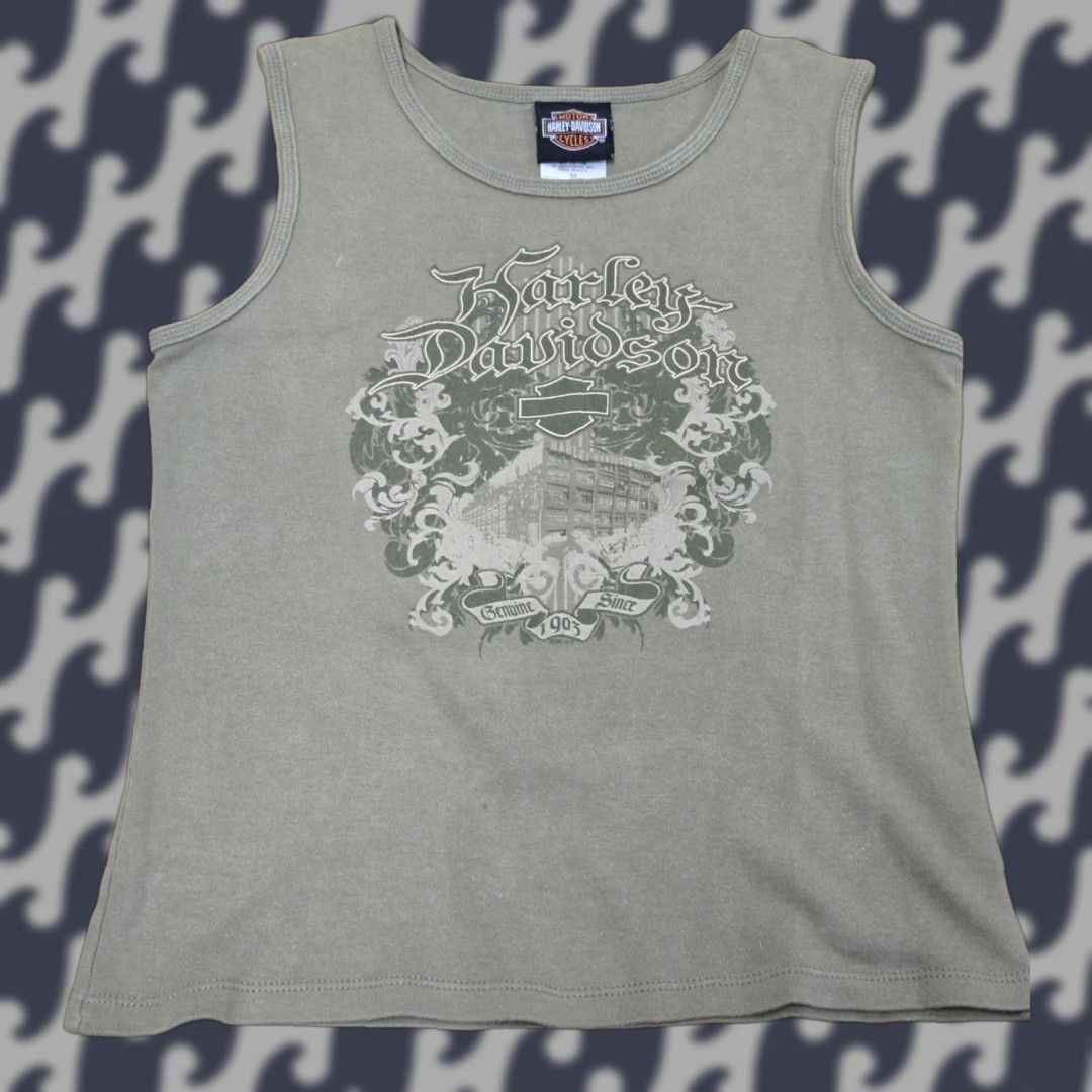 Harley Davidson Harley-Davidson Shirt Womens Medium Tank Sleeveless Green Made in USA Twin Cities Biker 1903 Crew Neck Size M / US 6-8 / IT 42-44 - 1 Thumbnail