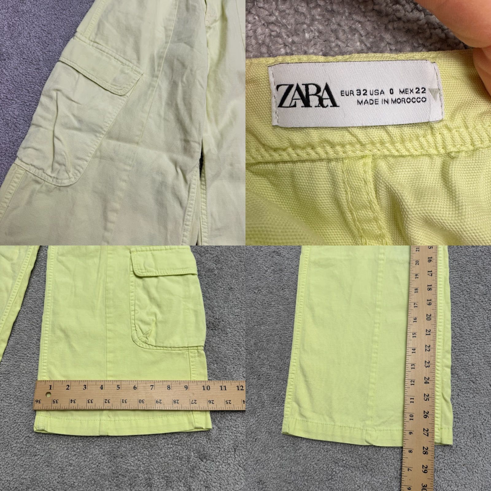 Zara Zara Wide Leg Cargo Pants Womens 0 Yellow High Rise Cotton Blend Elastic Waist Shirt Pants Womens XS XS? Size 25" / US 0 / IT 36 - 8 Thumbnail