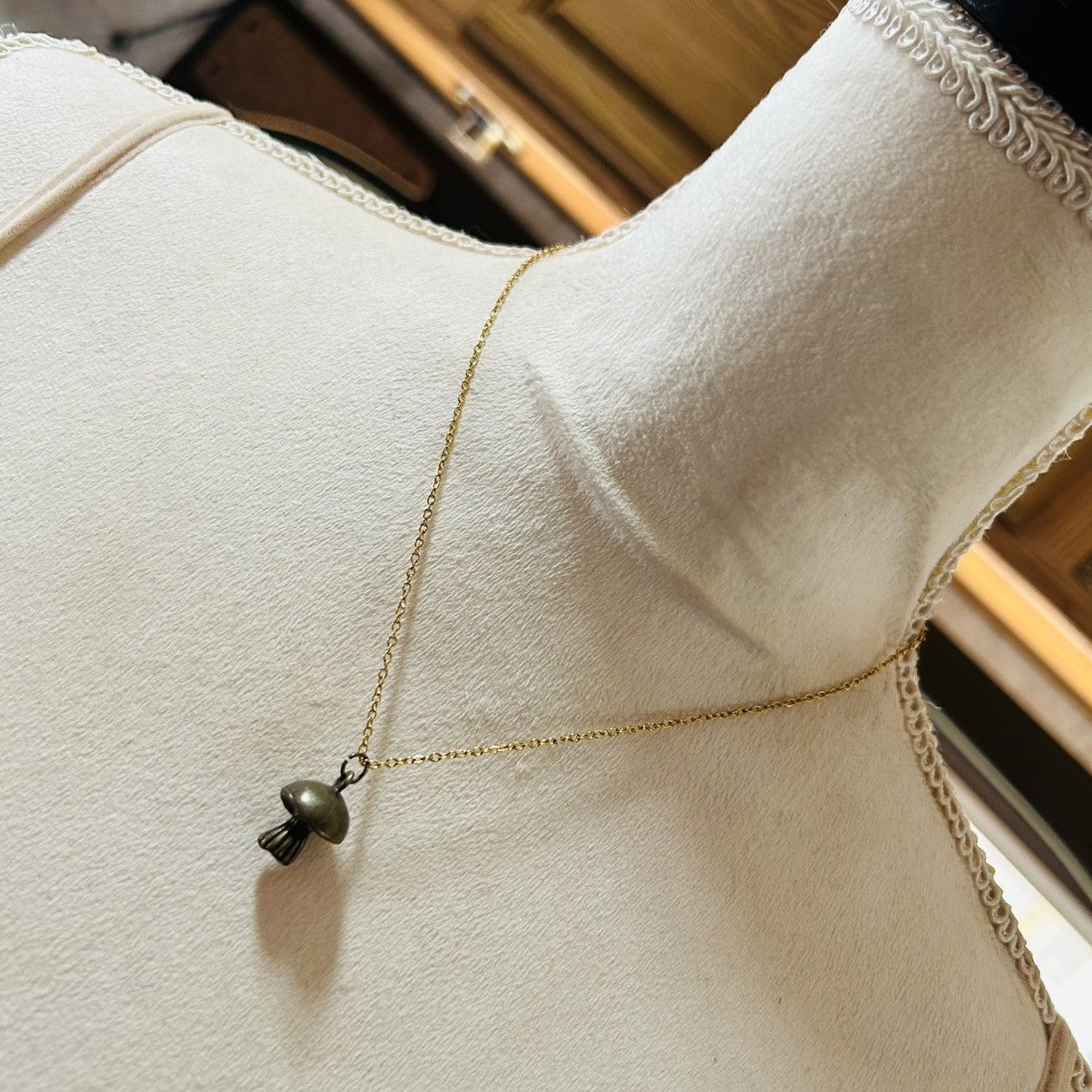 Handmade Handcrafted solid brass mushroom pendant on chain necklace Size ONE SIZE - 1 Thumbnail