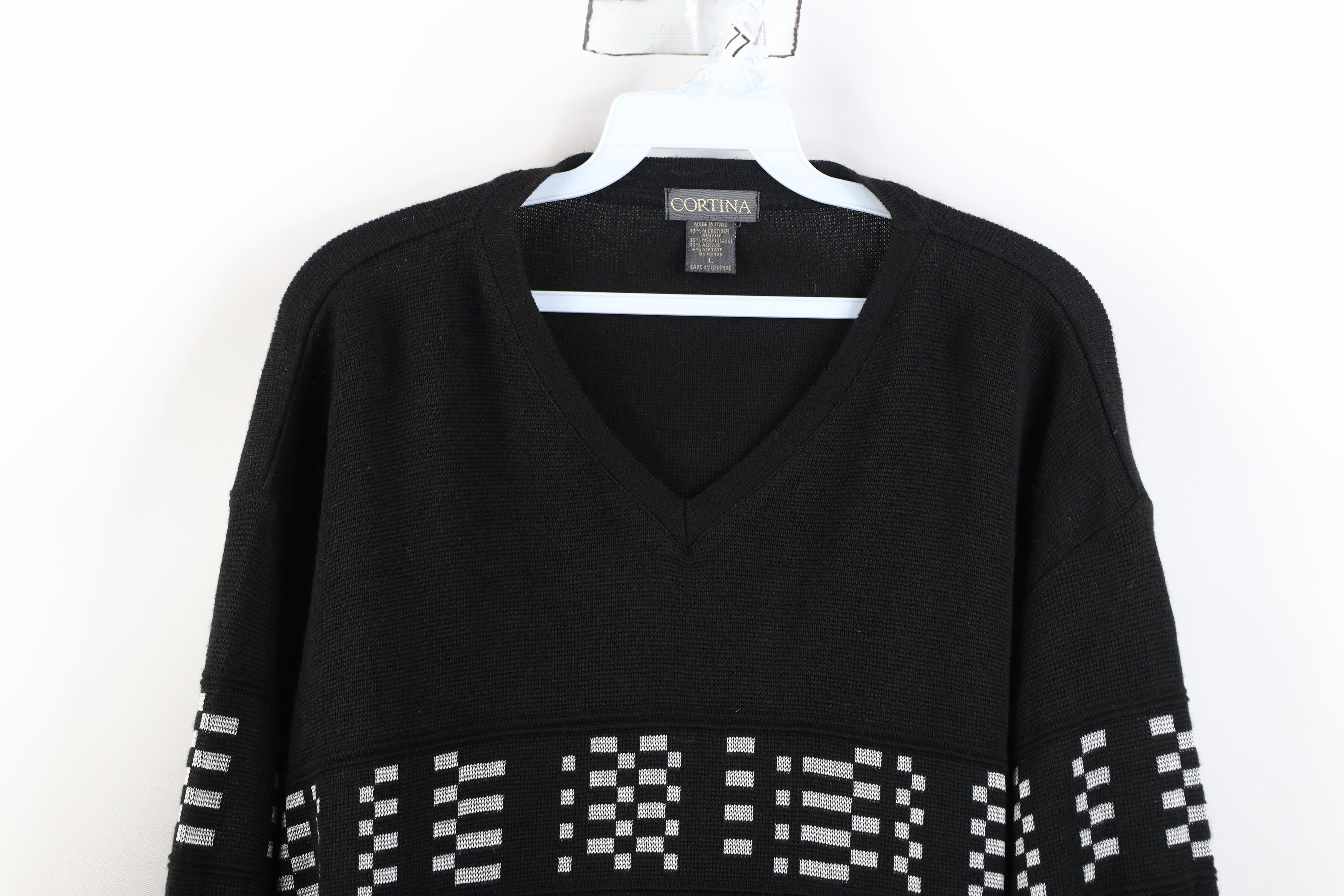 Vintage Vintage 90s Streetwear Merino Wool Blend Checkered Sweater Size US L / EU 52-54 / 3 - 2 Thumbnail