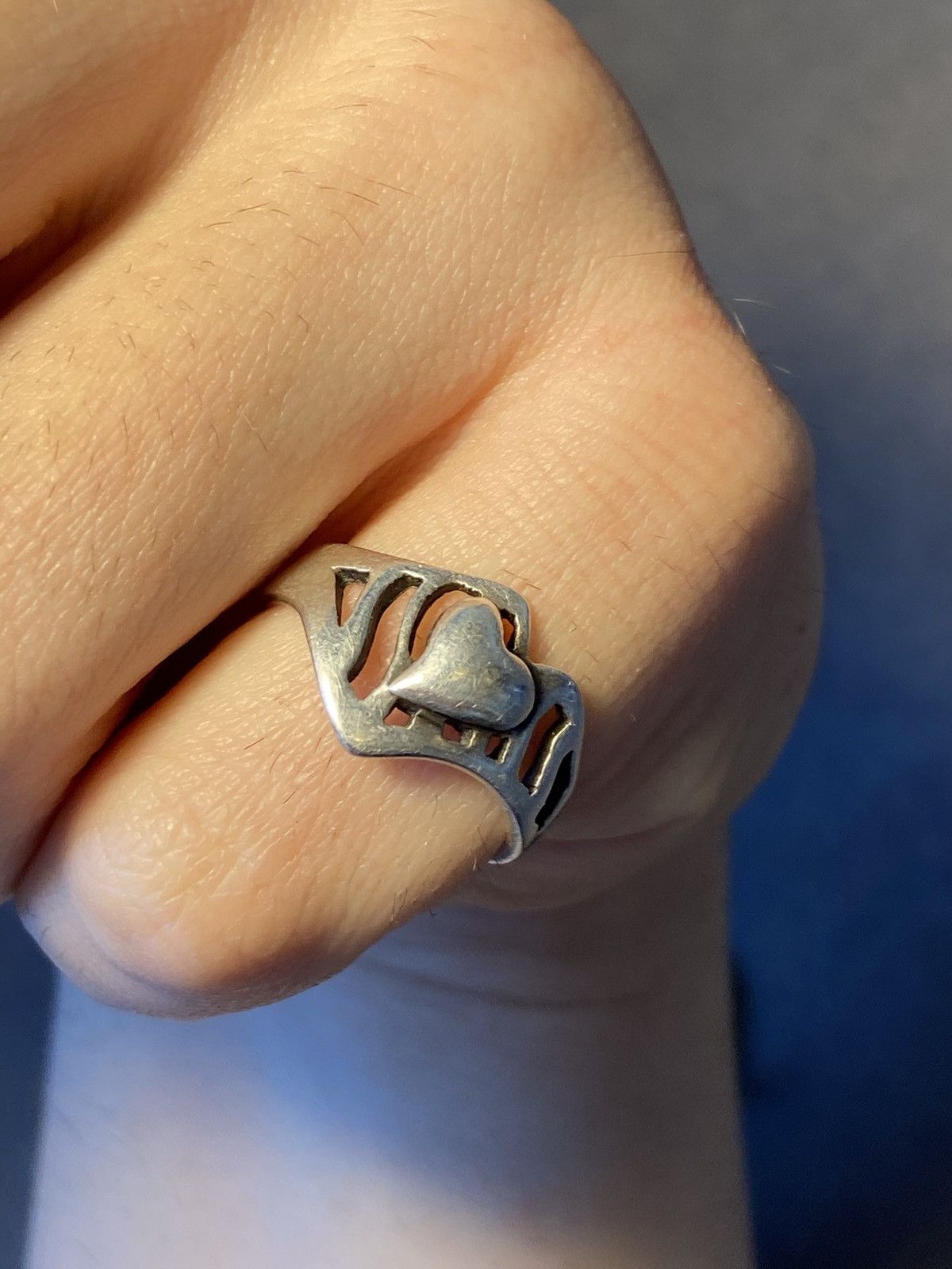 Vintage 925 silver heart ring Size ONE SIZE - 5 Thumbnail