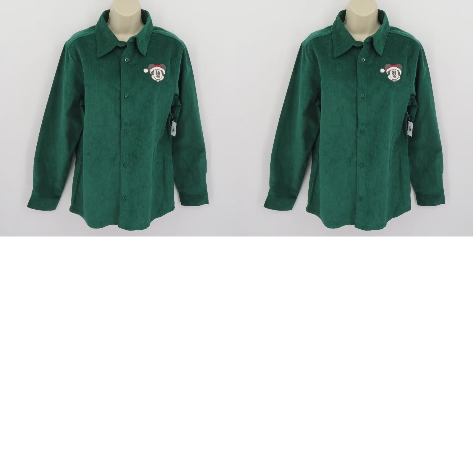 Disney Disney Men S Green Corduroy Button Embroidered Santa Mickey Shirt NEW Size US S / EU 44-46 / 1 - 9 Thumbnail