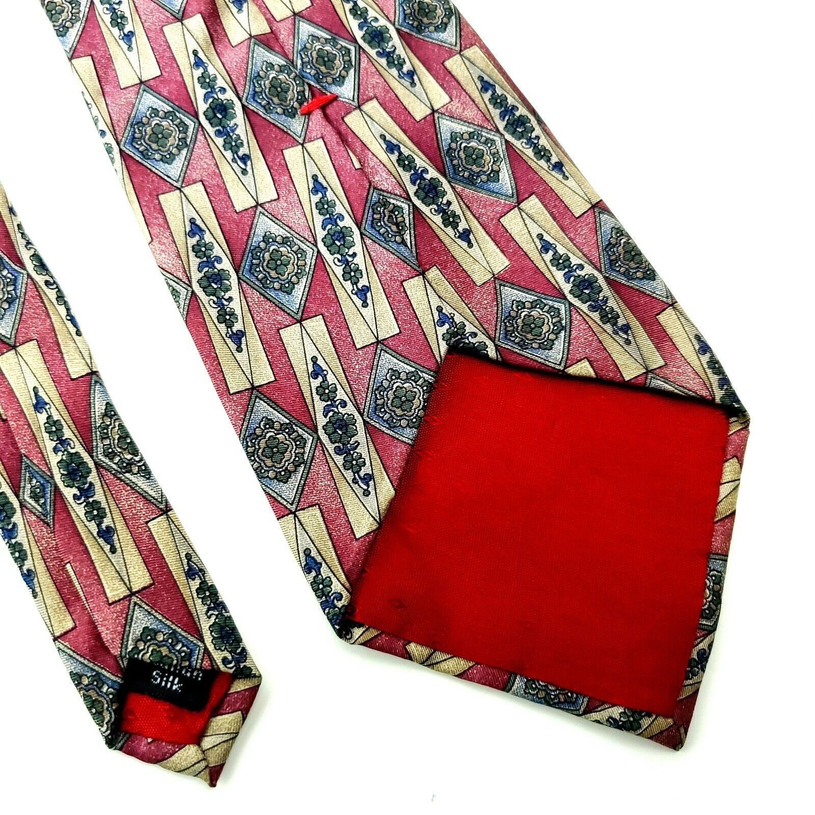 Savile Row Savile Row Red Abstract Silk Tie Print Wide Size ONE SIZE - 4 Thumbnail