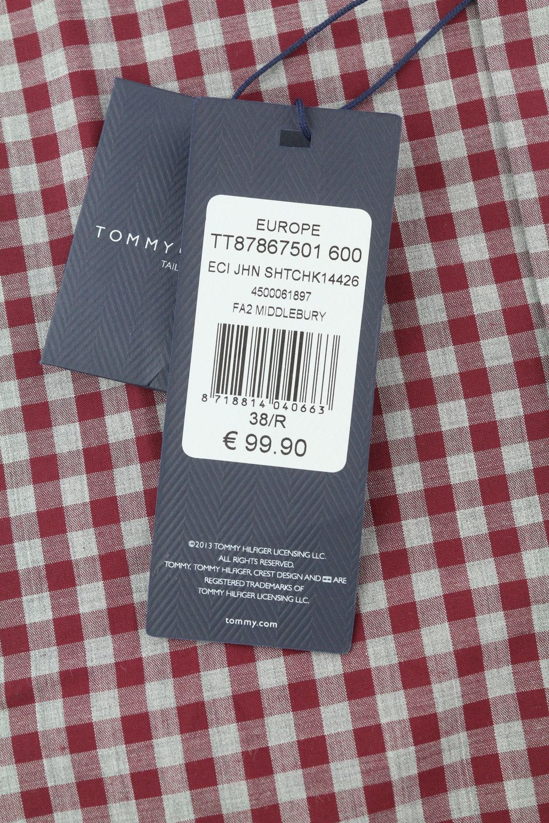Tommy Hilfiger S Burgundy Check Tailored Fitted Shirt 84972 Size US S / EU 44-46 / 1 - 6 Thumbnail