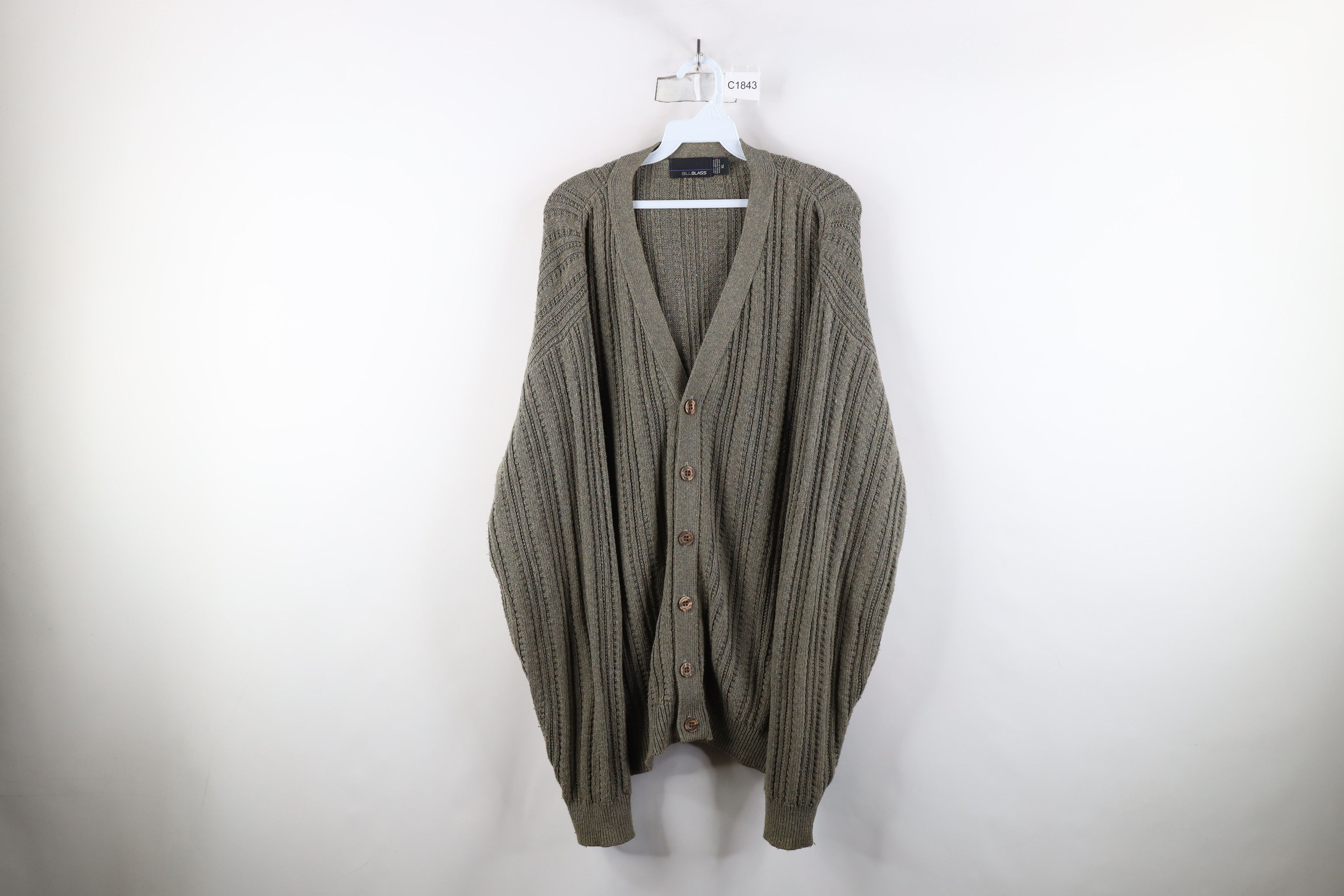 Vintage Vintage 90s Streetwear Ribbed Knit Cardigan Sweater USA Size US XL / EU 56 / 4 - 1 Thumbnail