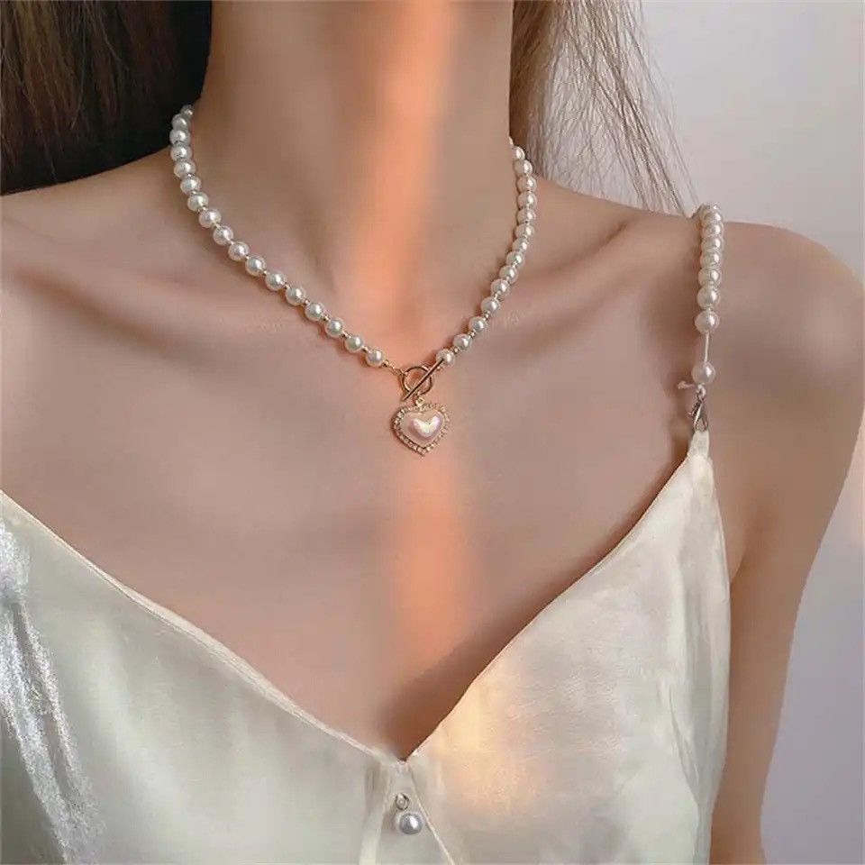 Jewelry Pearl Heart Necklace Size ONE SIZE - 4 Thumbnail