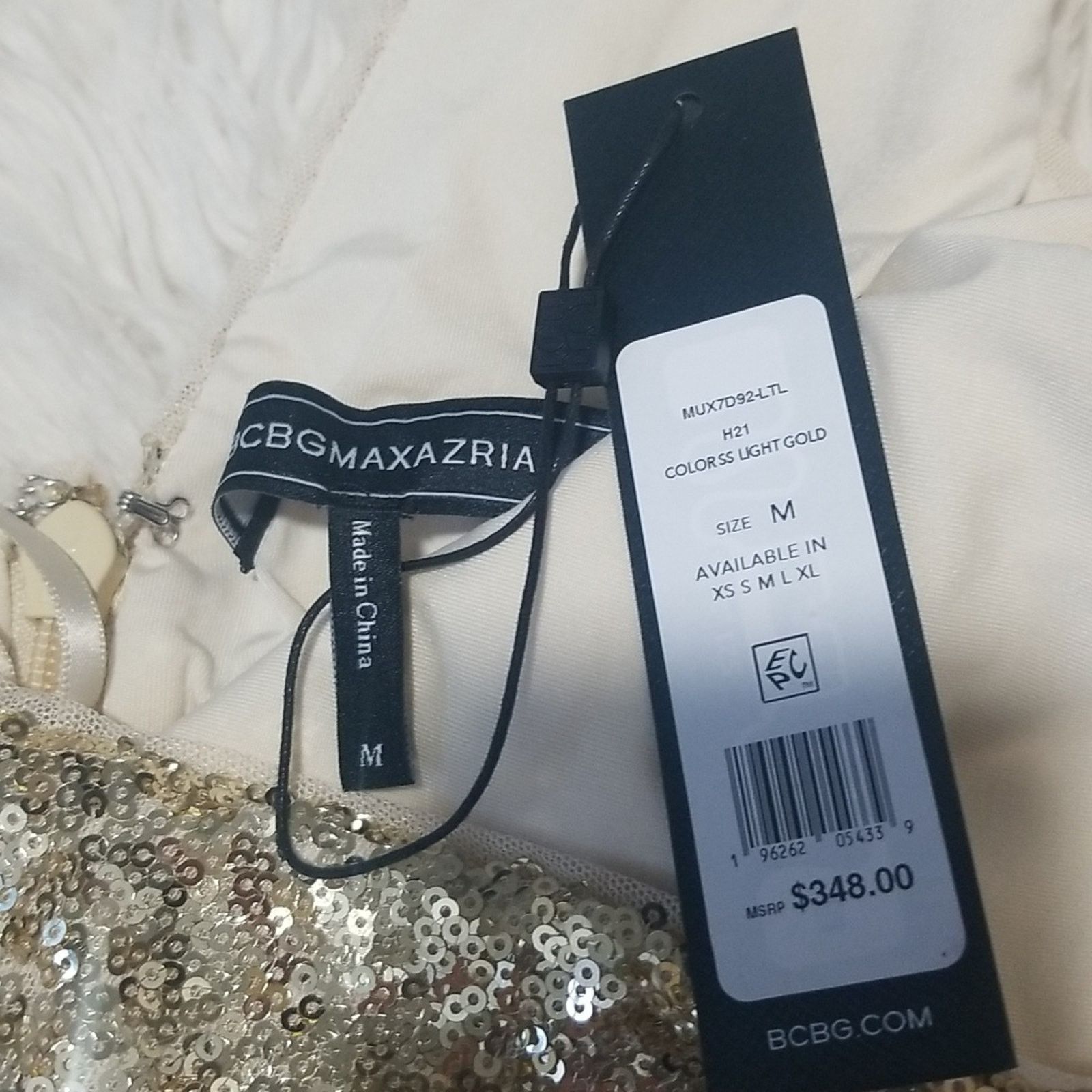 Bcbgmaxazria NWT BCBGmaxazria Gold Sequin Mini One Shoulder Dress Size M / US 6-8 / IT 42-44 - 4 Thumbnail