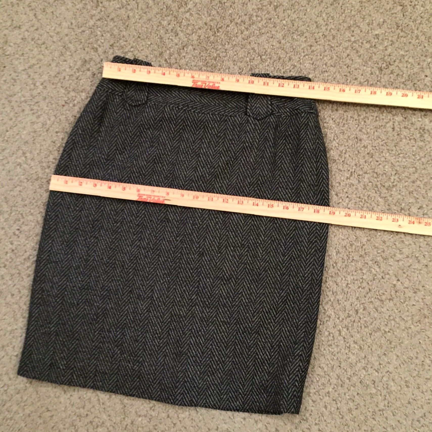 Vintage B. Moss Skirt Gray Herringbone Knee Length Lined Slit Zip Size 2 Pencil Women's Regular Vintage No Size 26" / US 2 / IT 38 - 2 Thumbnail