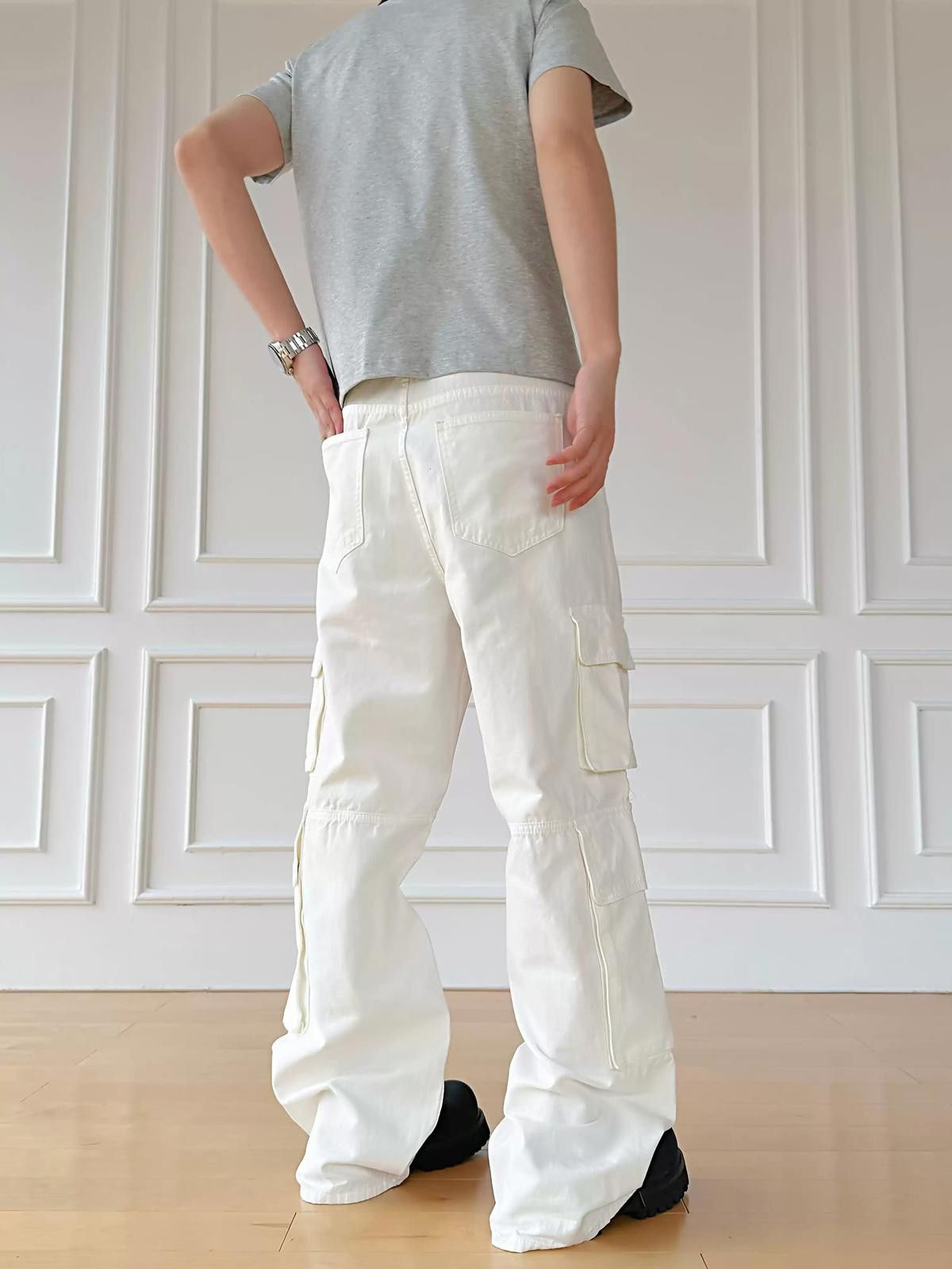 Other White Cargo Wide Leg Pants Size US 32 / EU 48 - 2 Thumbnail