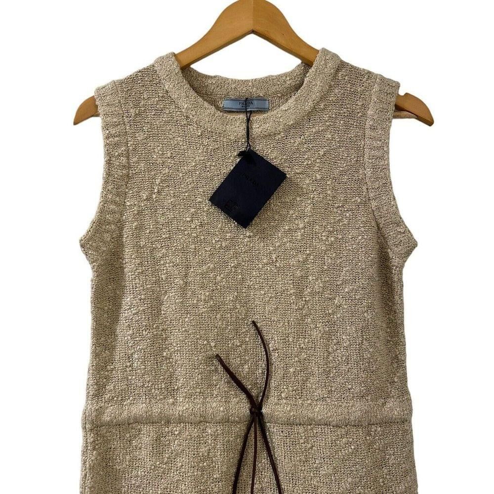 Prada PRADA Boucle Drawstring Mini Dress NWT S Oatmeal Authentic Size S / US 4 / IT 40 - 3 Thumbnail