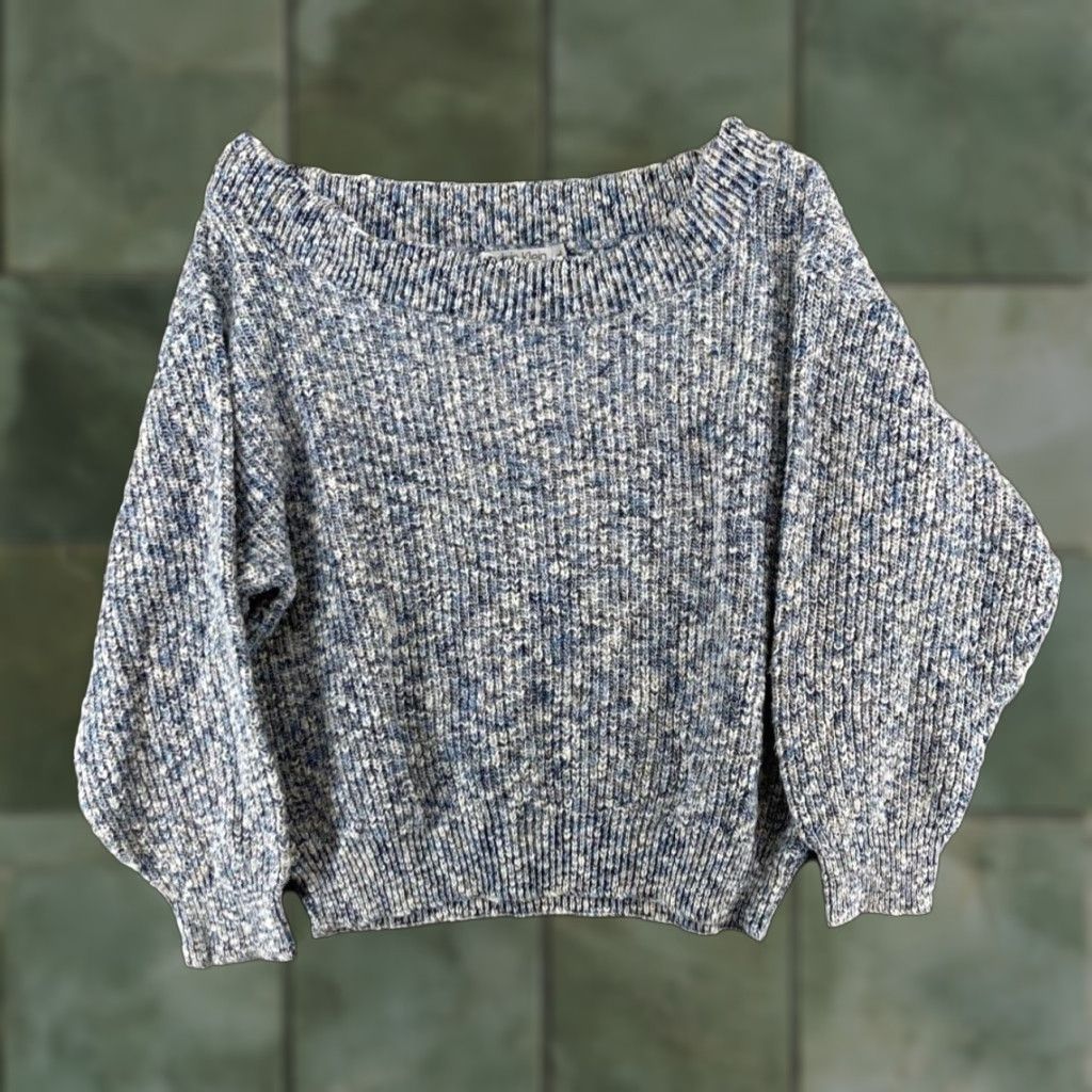 Calvin Klein VINTAGE Calvin Klein Sweater Large Blue Cable-Knit Boat Neck Long Sleeve Casual 90s Womens USA MADE Size L / US 10 / IT 46 - 1 Thumbnail