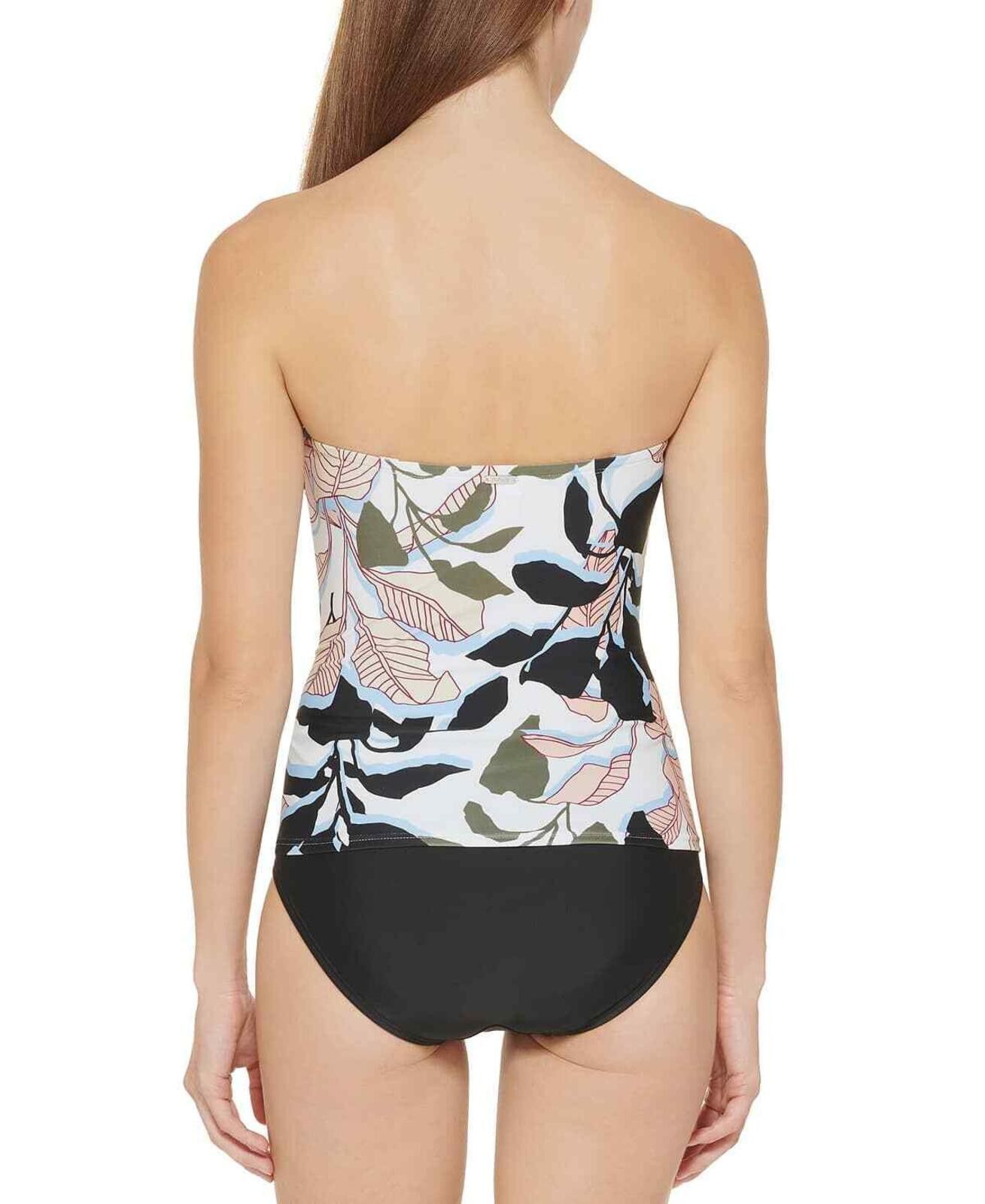 DKNY DKNY Women's Floral Printed Bandeau Bow Tankini Top XS Size ONE SIZE - 2 Thumbnail