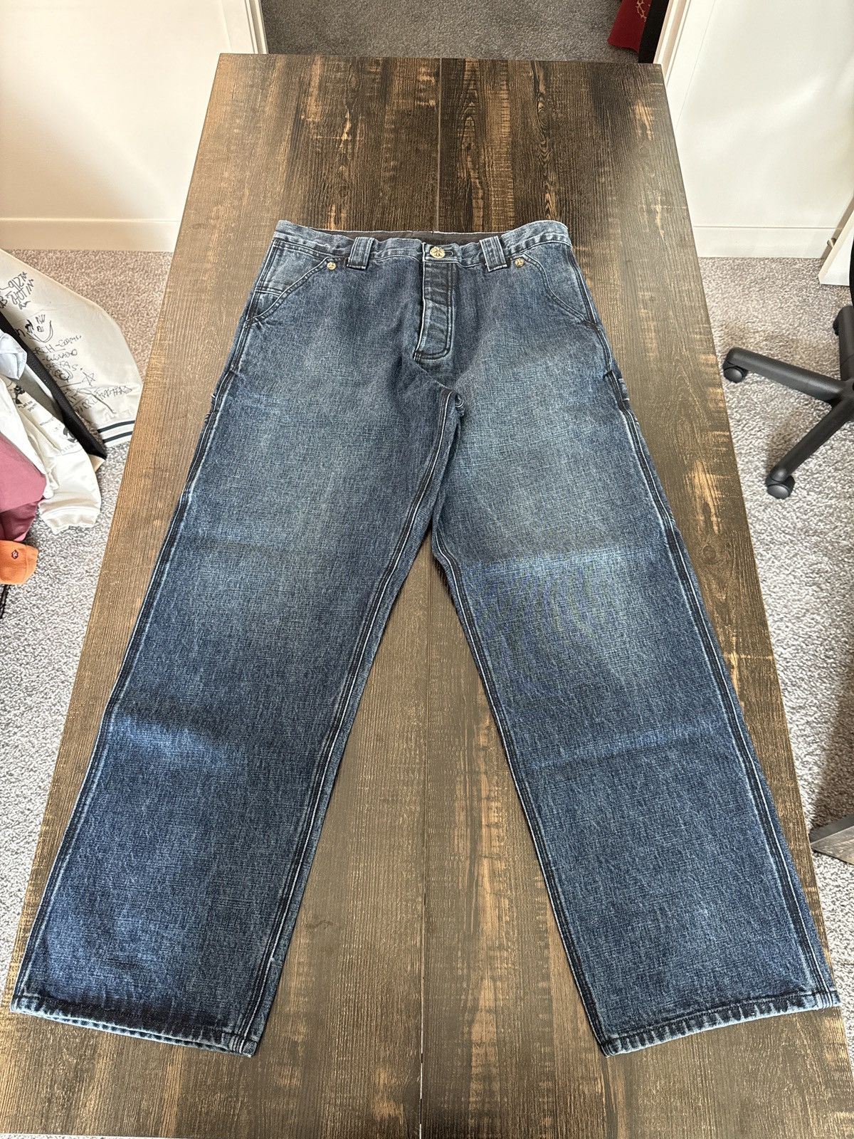 Chrome Hearts Chrome Hearts Straight Leg Blue Jeans Size US 34 / EU 50 - 1 Thumbnail