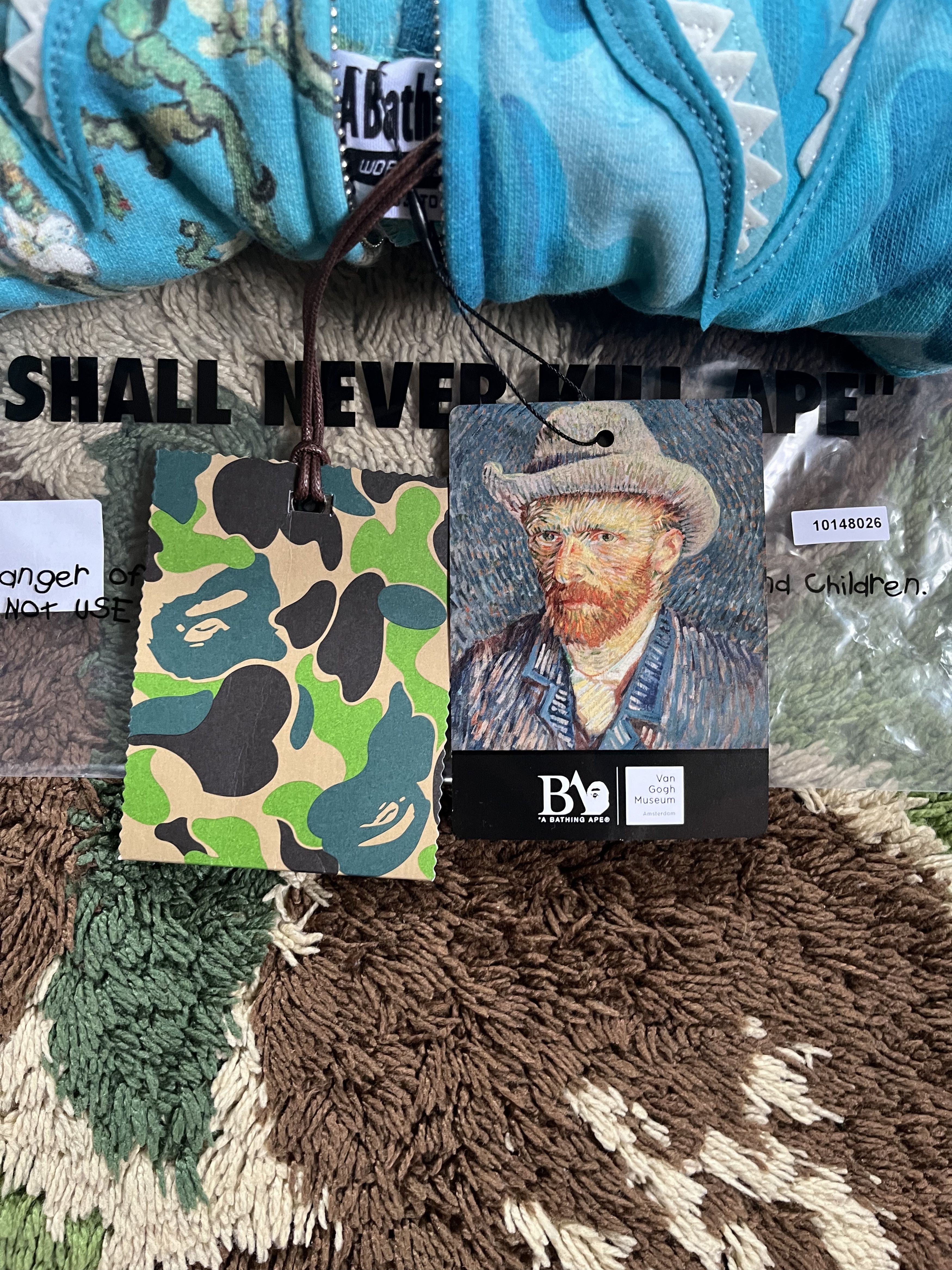 Bape BAPE VAN GOGH MUSEUM SHARK FULL ZIP HOODIE SAX | Grailed