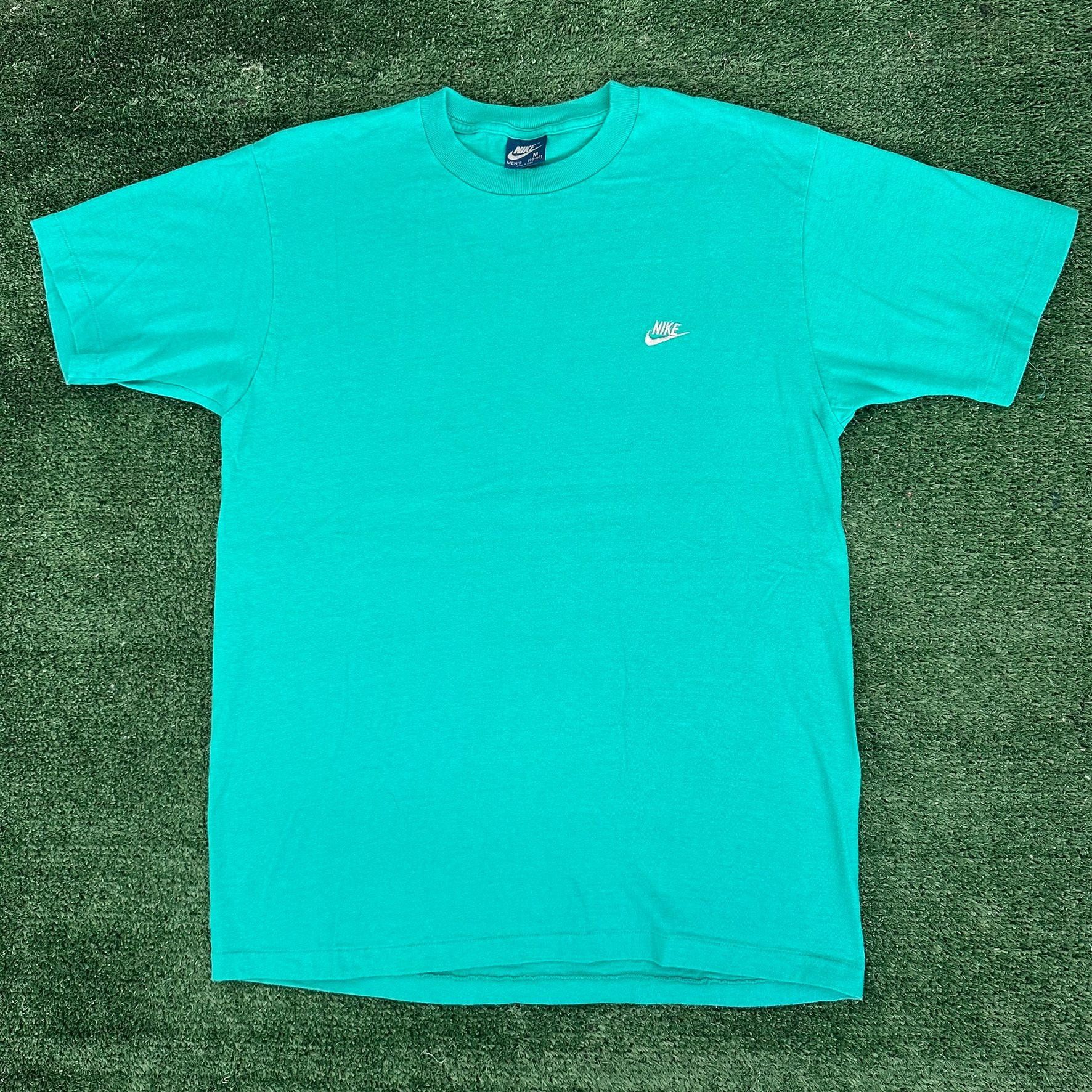 Nike Vintage 80s Nike Mini Swoosh T-Shirt Teal M Single Stitch St Size US M / EU 48-50 / 2 - 1 Thumbnail