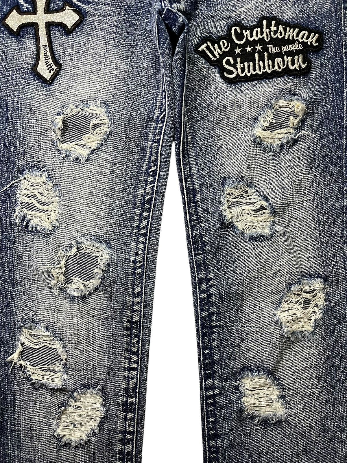 Japanese Brand × Kapital Vintage Japanese Brand Acid Wash Punk Ripped Patched Jeans Size 29" - 5 Thumbnail