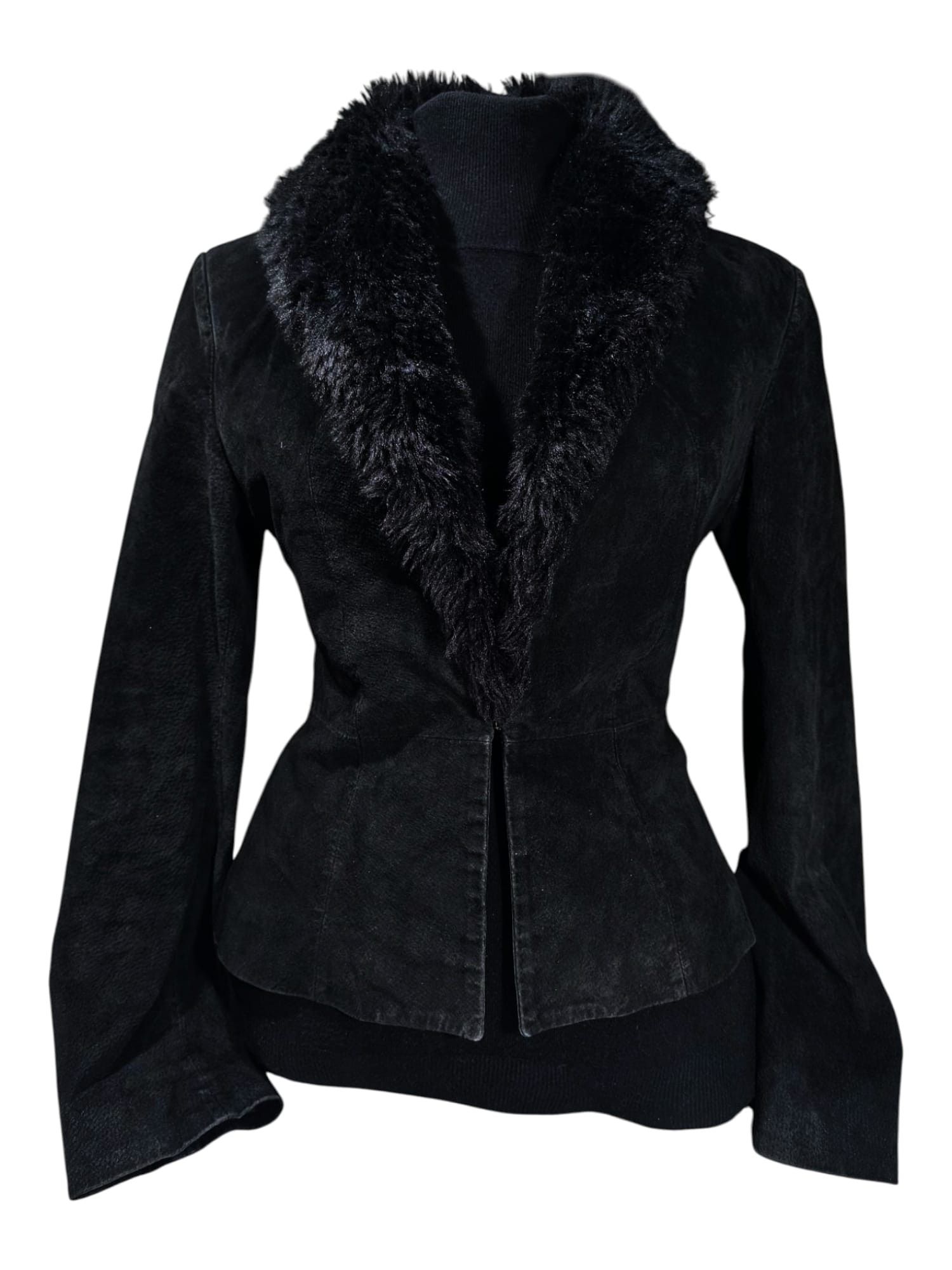 Hysteric Glamour 70s 80s black fauxfur collar leather coat chic boho Size M / US 6-8 / IT 42-44 - 1 Thumbnail