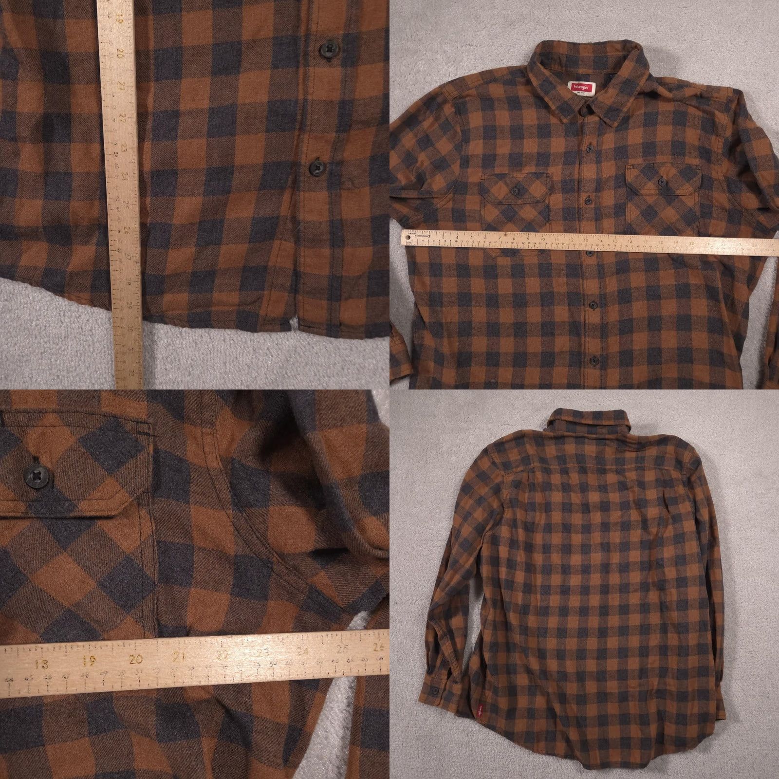 Wrangler Wrangler Shirt Mens XL Brown Plaid Flannel Button Front Long Sleeve Casual Size US XL / EU 56 / 4 - 8 Thumbnail