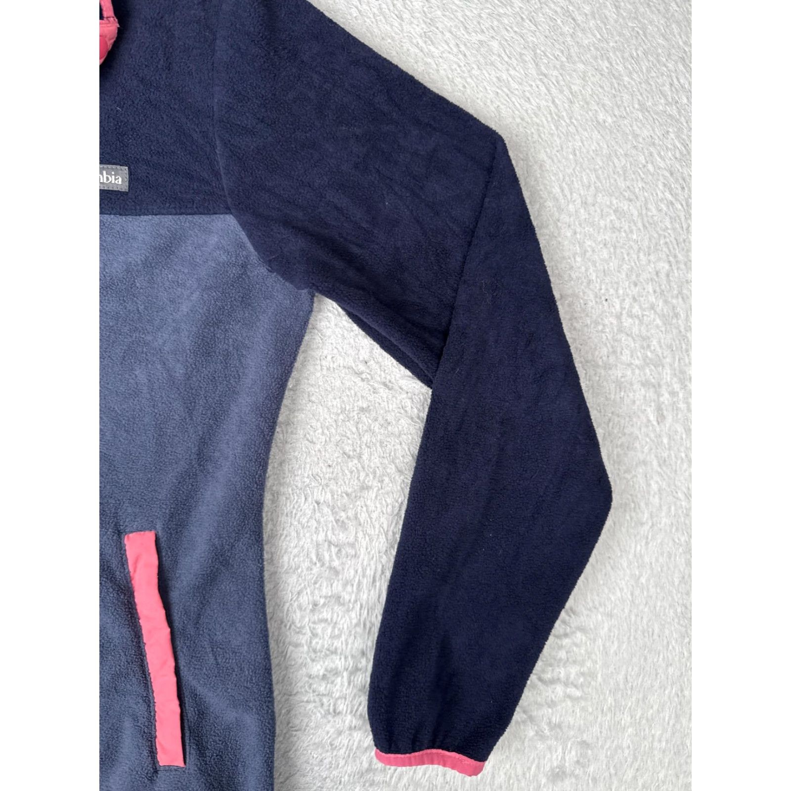 Vintage Columbia Sweater Womens Small Blue Fleece Quarter Snap Pockets Size S / US 4 / IT 40 - 2 Thumbnail