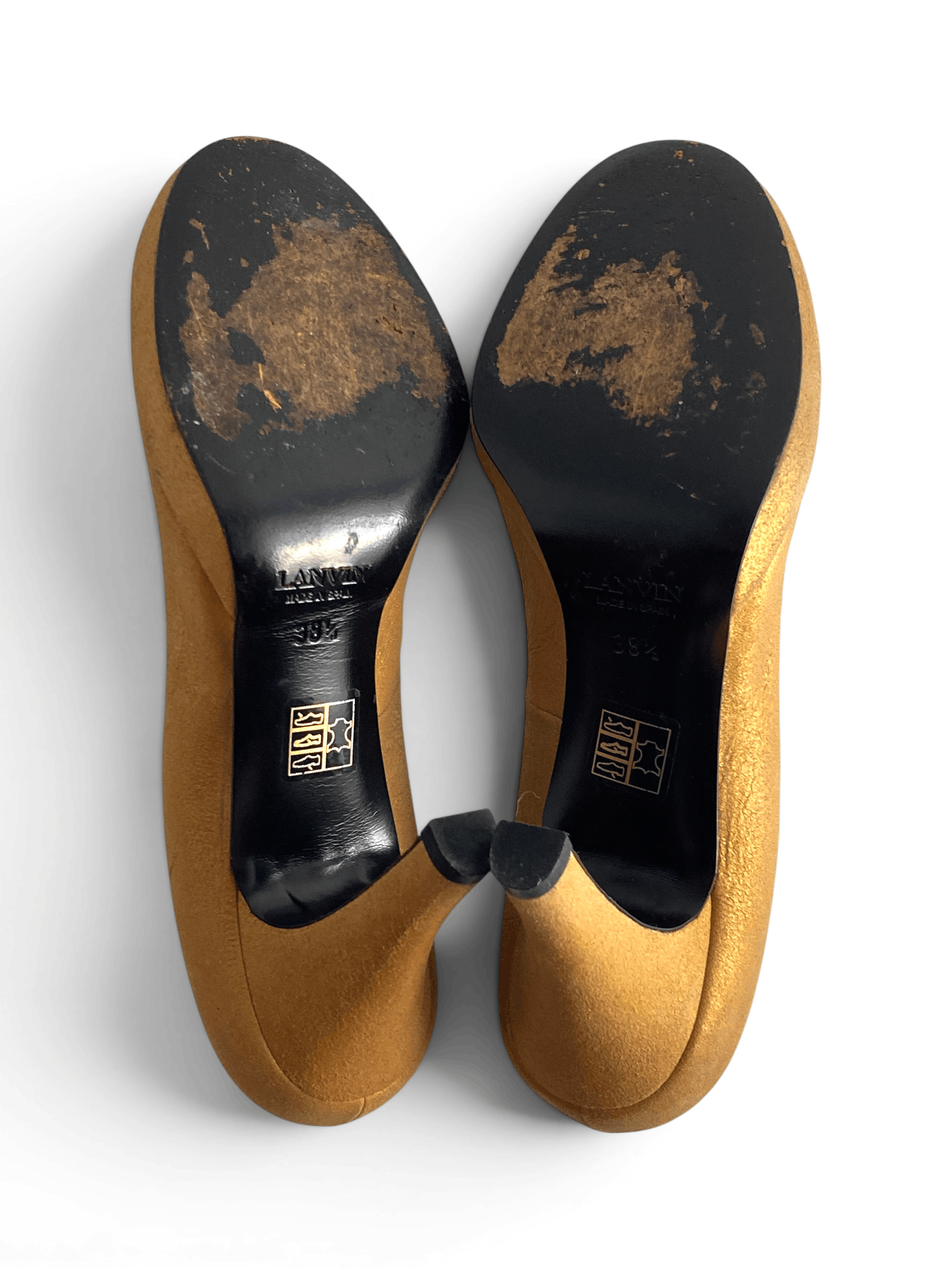 Lanvin Lanvin Gold Metallic Leather Women Heels Pumps Shoes Size US 7.5 / IT 37.5 - 11 Thumbnail