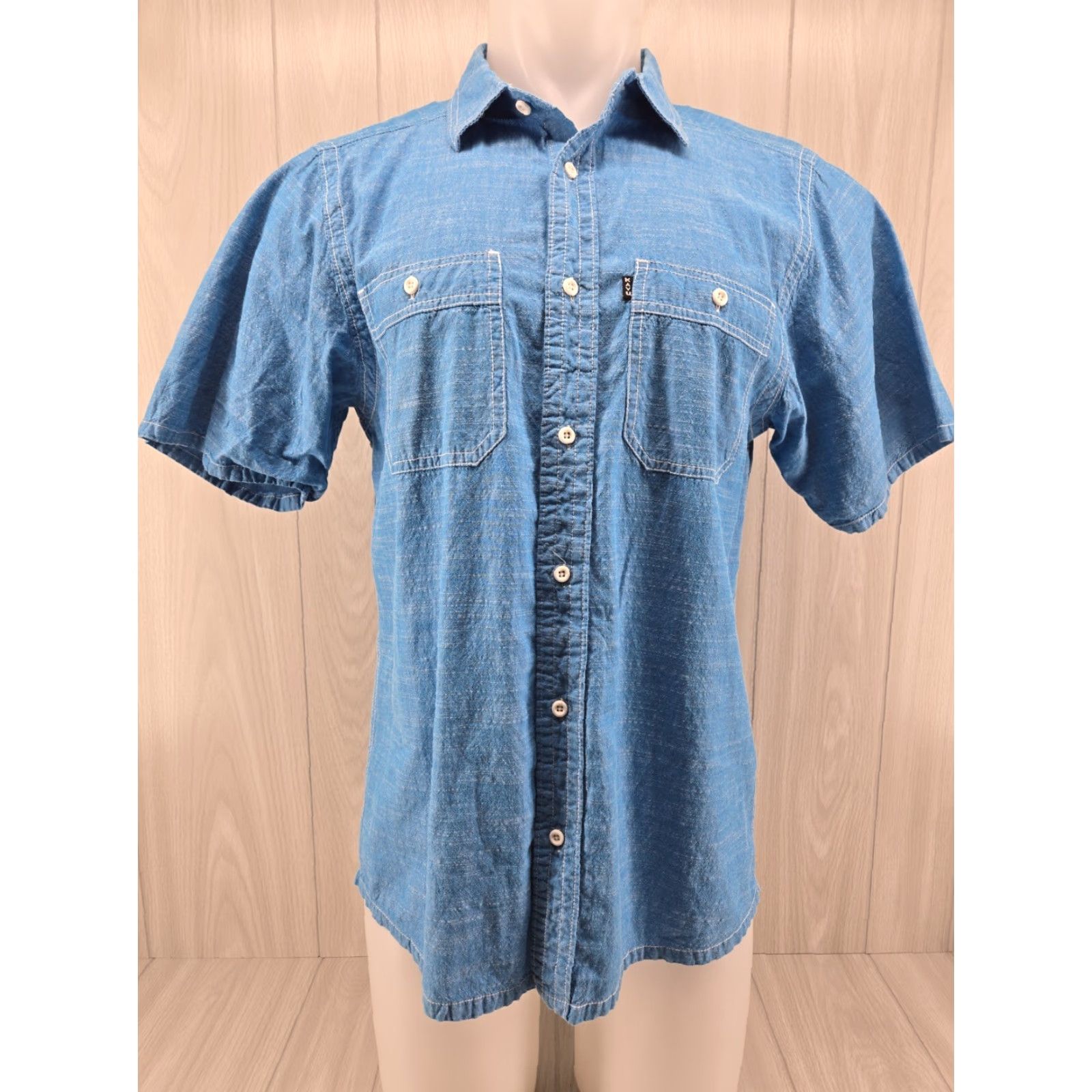 KAVU KAVU Shirt Mens Medium Solid Blue Outdoor Pocket Short Sleeve Casual Cotton Shirt Size US M / EU 48-50 / 2 - 3 Thumbnail