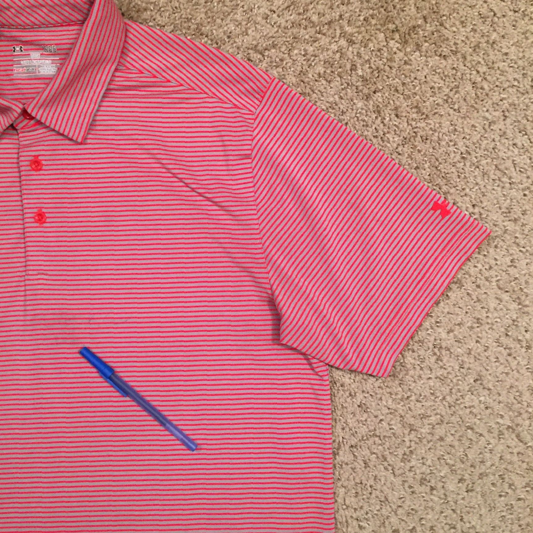 Under Armour Under Armour Polo Shirt Mens L Gray Striped Short Sleeve Heat Gear Polo Shirt Mens L Gray Striped Short Sleeve Size US L / EU 52-54 / 3 - 4 Thumbnail