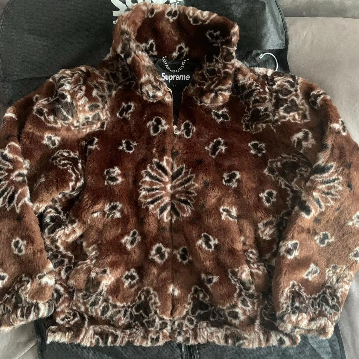 Supreme Supreme bandana Faux Fur bomber jacket brown | Grailed