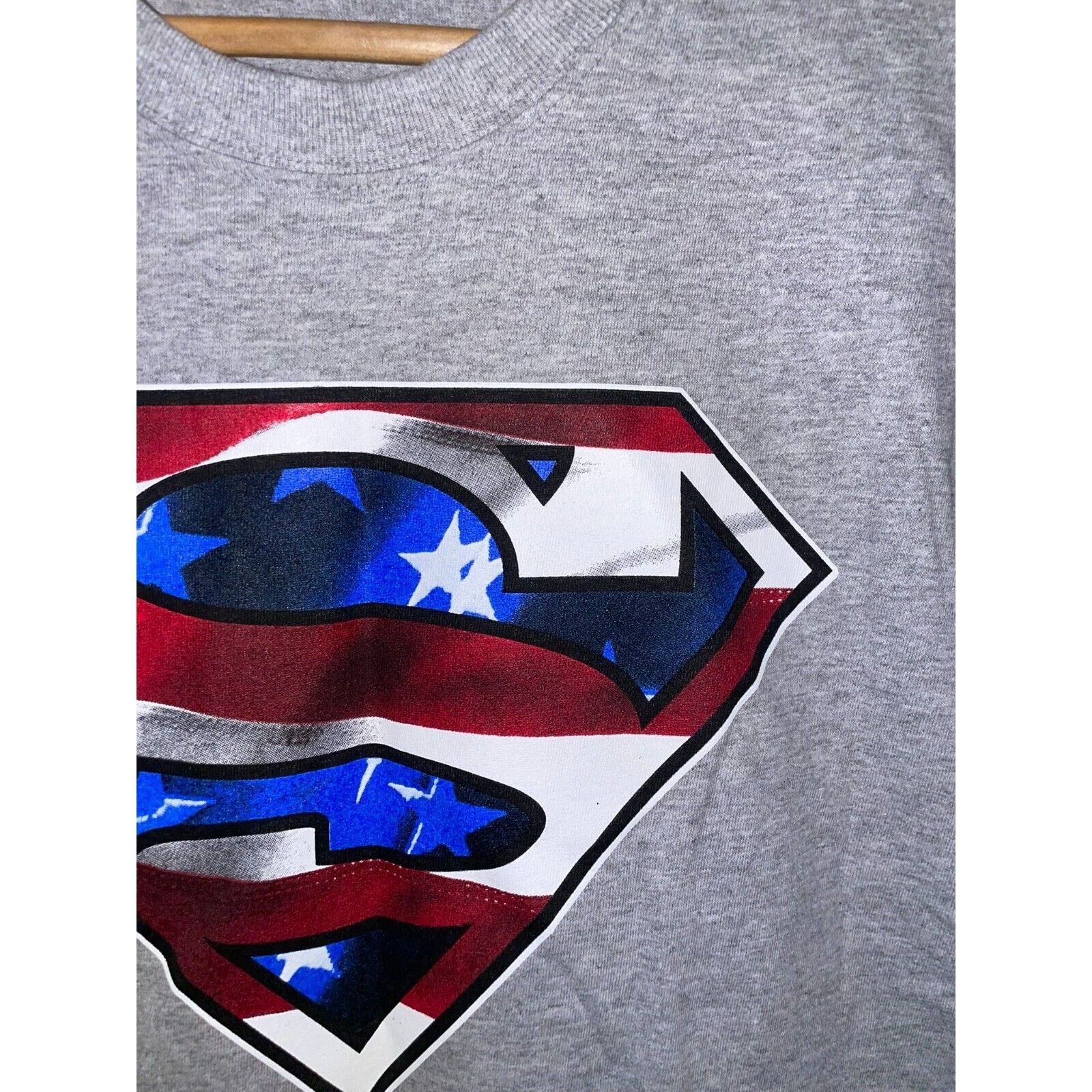 Jerzees Vintage Superman Ameria Shirt Super Man American Flag Tee M Size US M / EU 48-50 / 2 - 3 Thumbnail