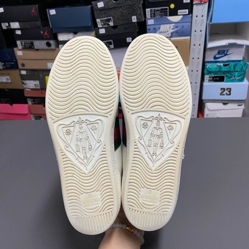 Gucci Gucci Ace Heart Pierced Leather Sneakers for Women -2508 Size US 6 / IT 36 - 4 Thumbnail