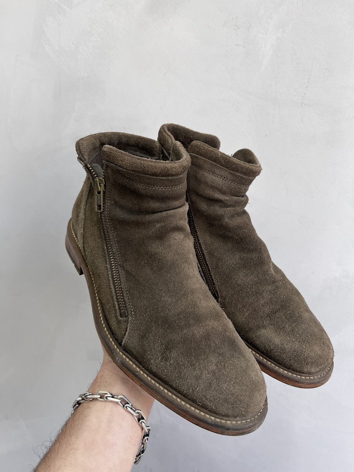 A S 98 Vintage Leather Cowboy Boots Western Shoes Guidi Style in Brown, Men's (Size 9)