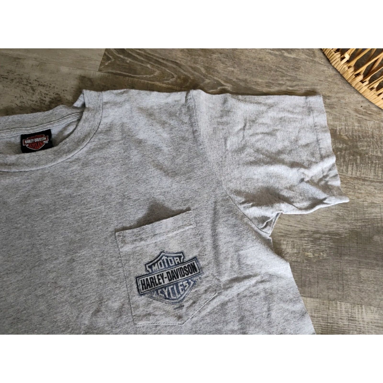 Harley Davidson Harley-Davidson Gray Pocket Tee Shirt Double-Sided USA Made Appleton, WI Size L Size US L / EU 52-54 / 3 - 4 Thumbnail