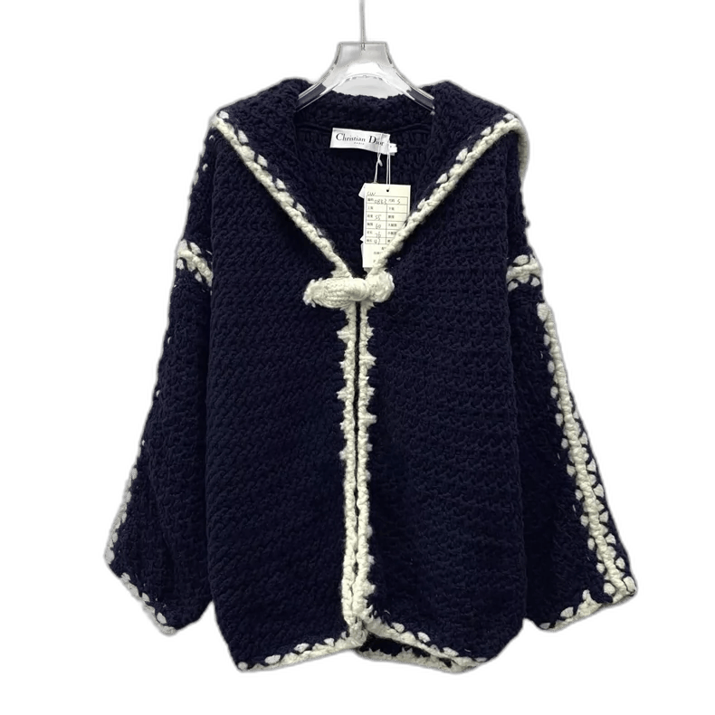 Dior Christian Dior Navy Wool Long Sleeve Cardigan Size S / US 4 / IT 40 - 1 Thumbnail