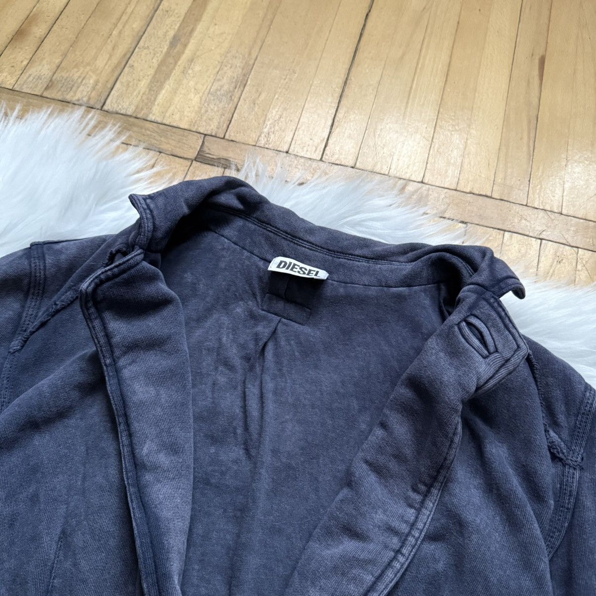 Diesel 📌 Vintage Diesel Y2K Avant-Garde Faded Grey Cardigan Size S / US 4 / IT 40 - 10 Thumbnail