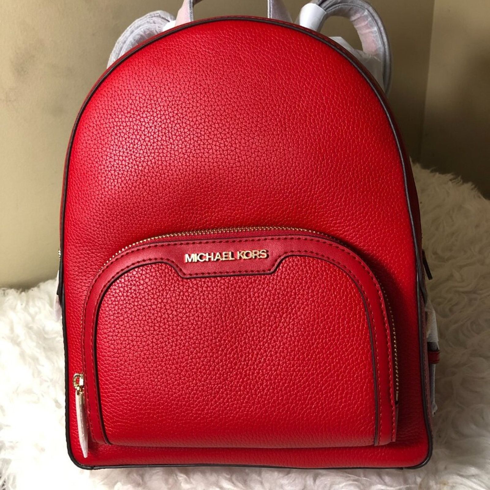 Michael Kors New Michael Kors Jaycee Medium Backpack Bright Red/Gold Size ONE SIZE - 1 Thumbnail