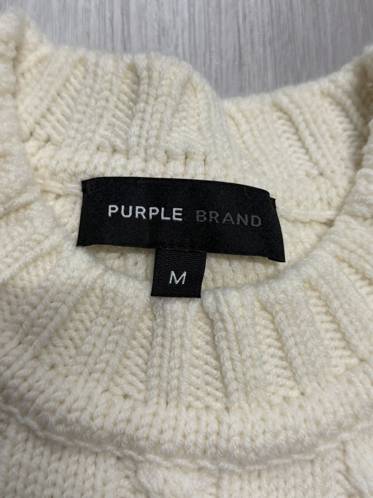 Purple Brand Purple Brand Cable Sweater Pullover Whisper White Gothic Size US M / EU 48-50 / 2 - 2 Thumbnail
