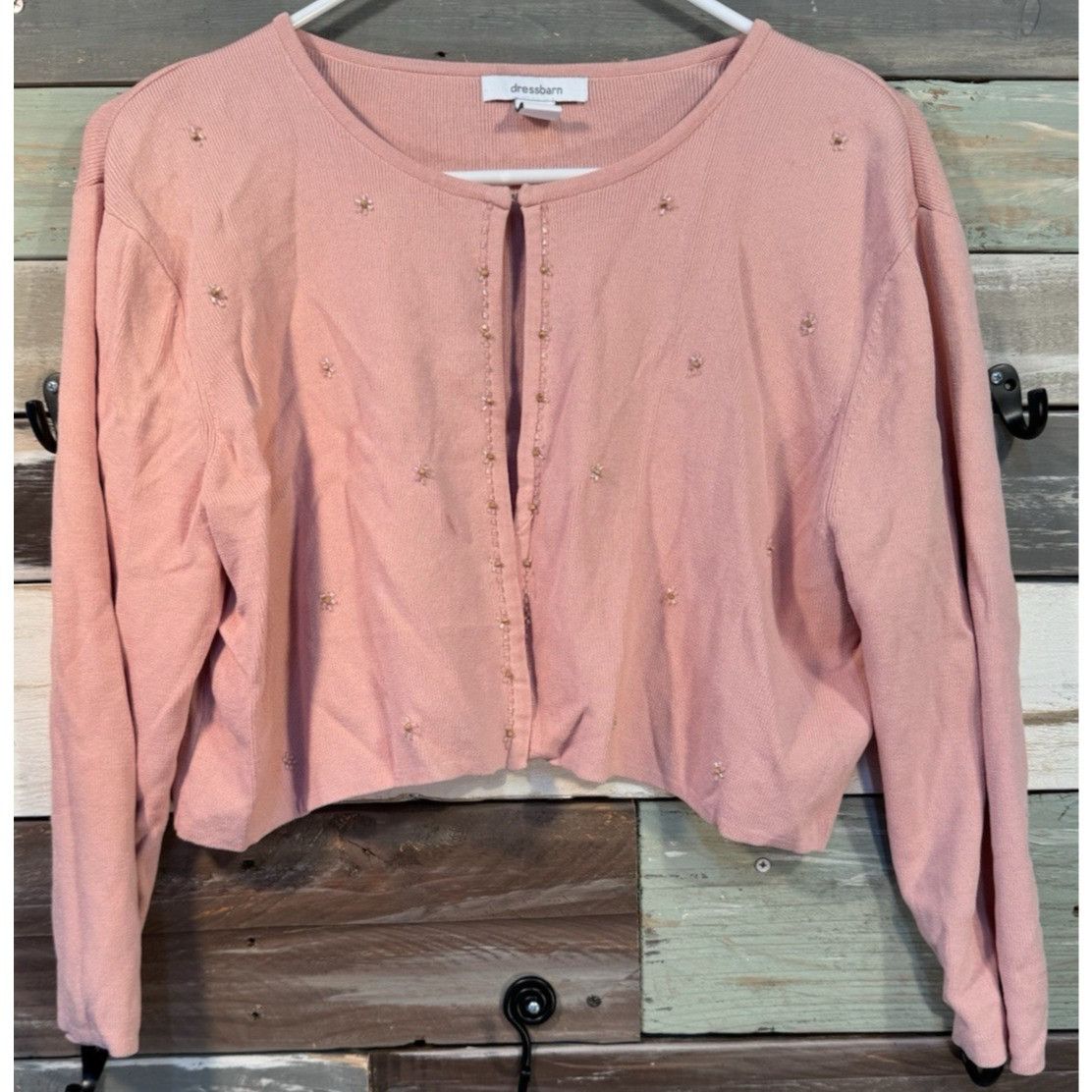 Other Dressbarn Women’s 14 Beaded Sweater Cardigan Light Pink USED Size XL / US 12-14 / IT 48-50 - 1 Thumbnail